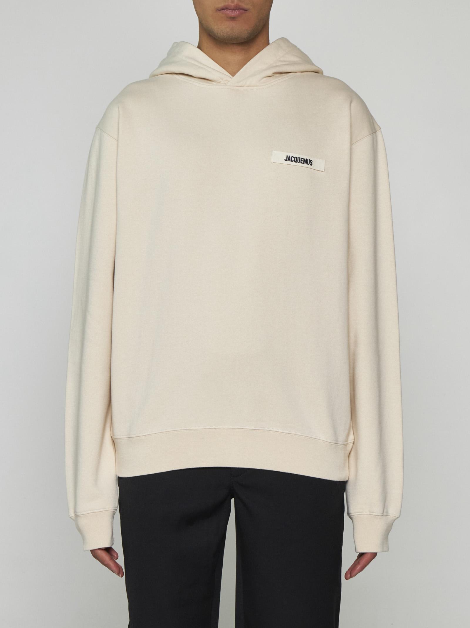 Shop Jacquemus Gros Grain Cotton Hoodie In Beige