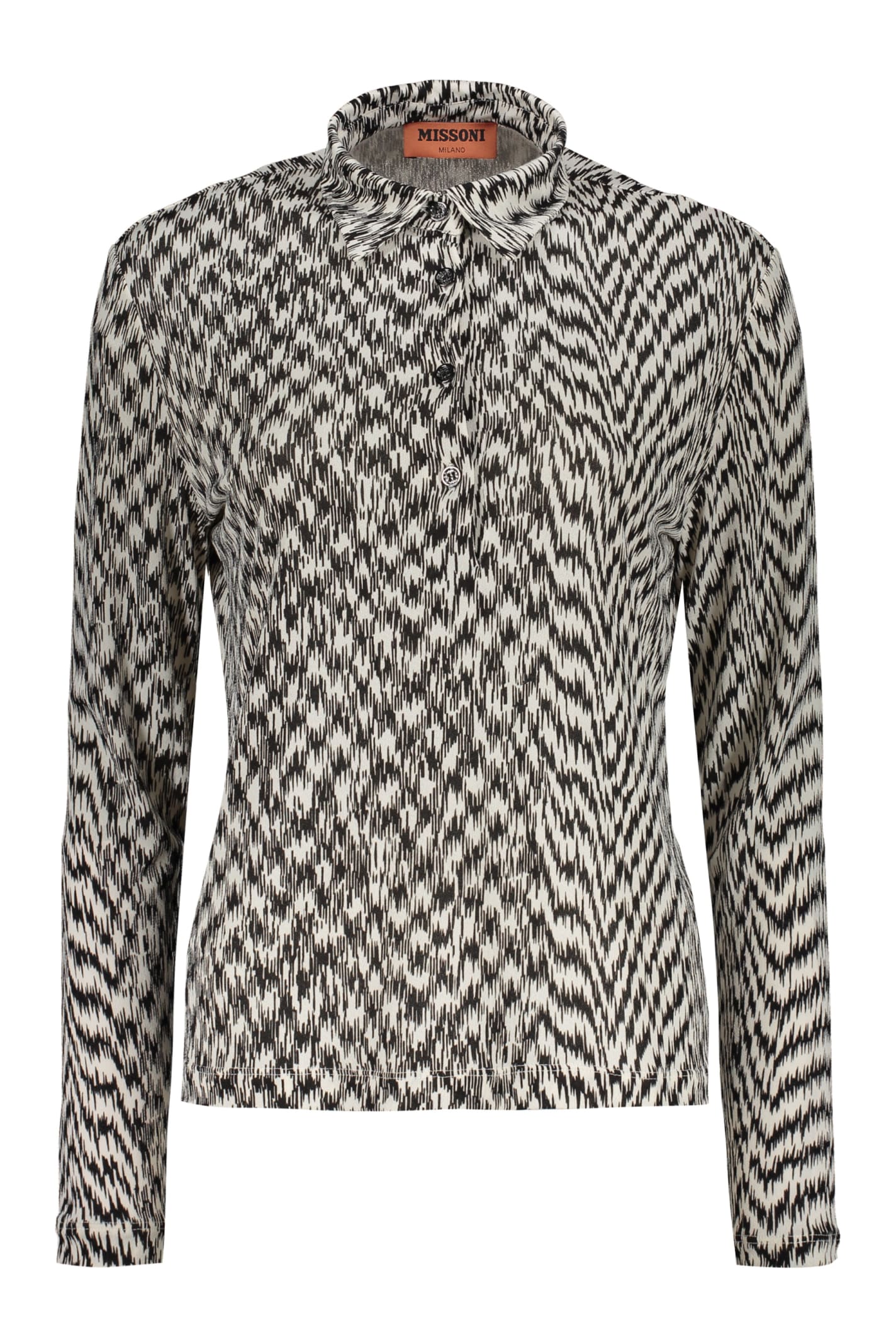 Missoni Long-sleeve Polo Shirt In White