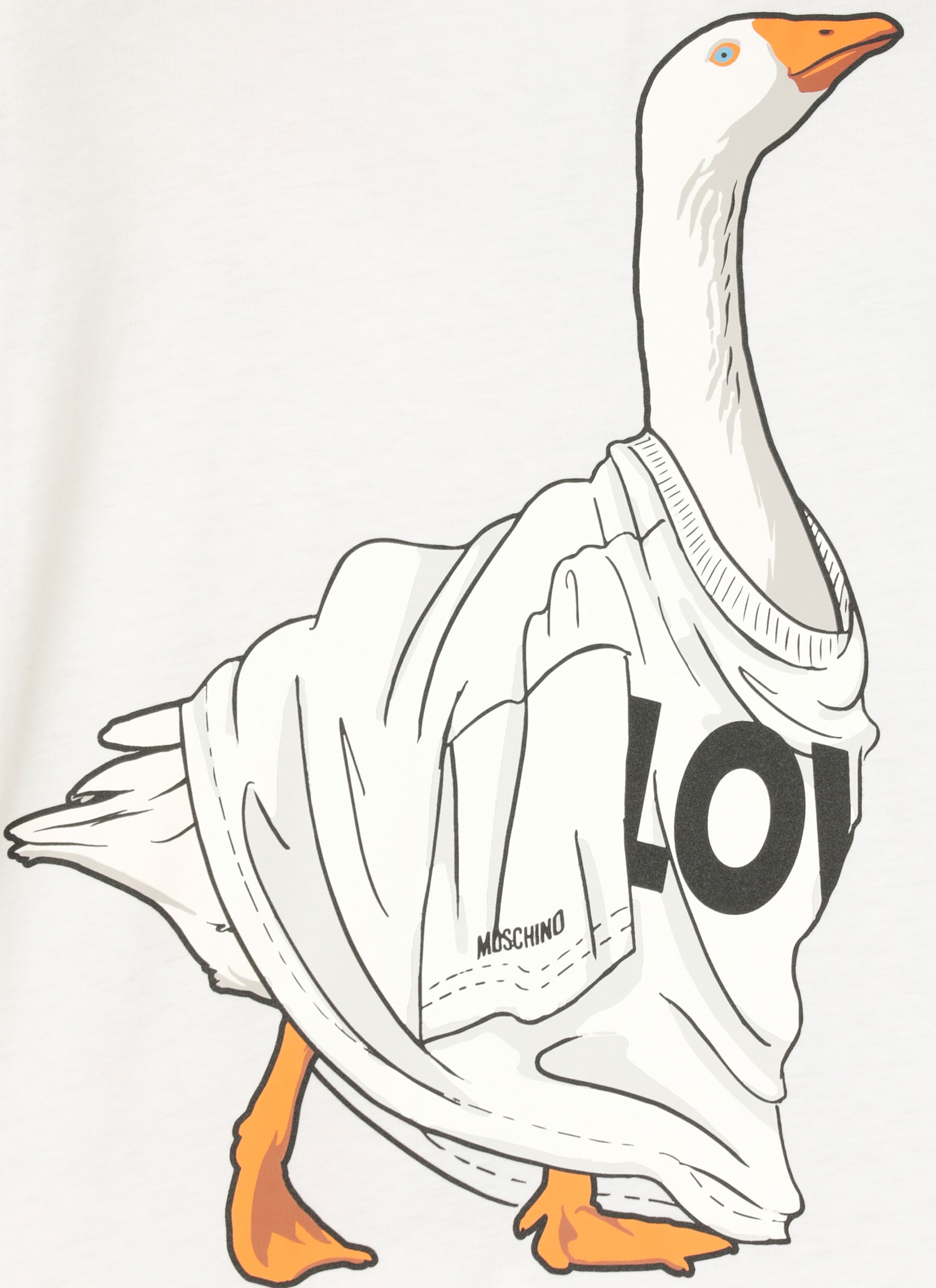 Moschino Organic Cotton Jersey T-shirt Goose In White