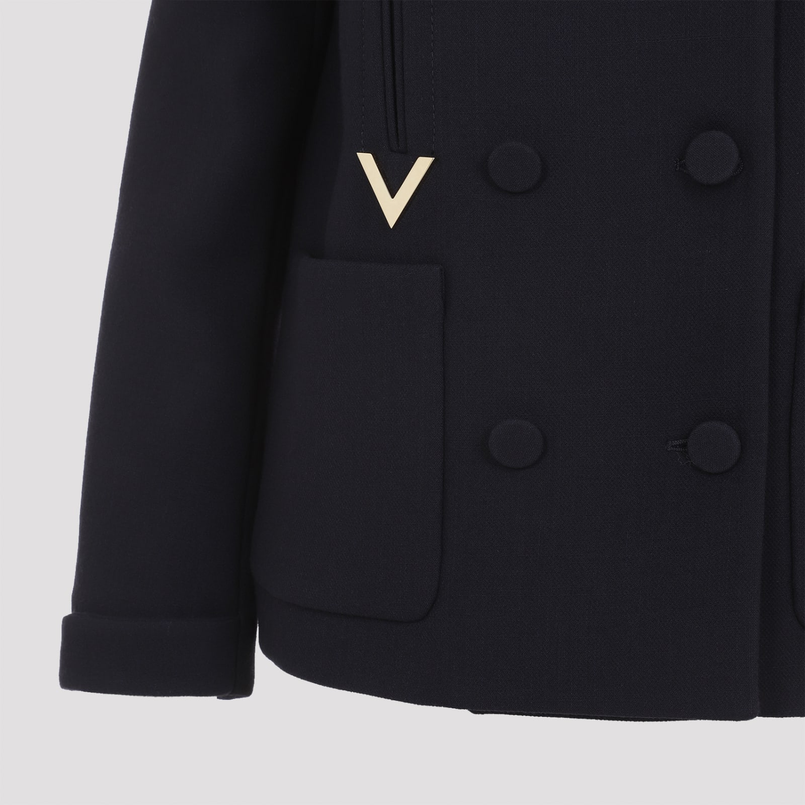 Shop Valentino Metal V Coat In Navy