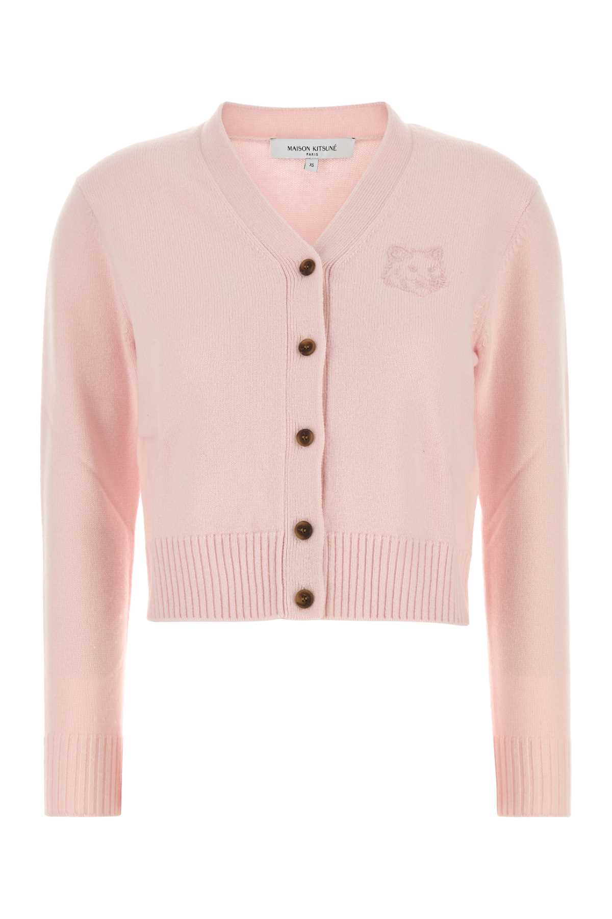 Maison Kitsuné Pastel Pink Wool Blend Cardigan