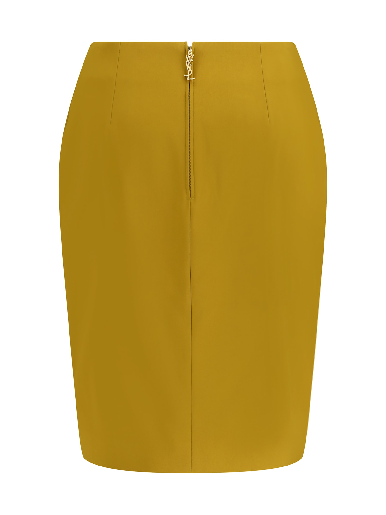 Saint Laurent Mid-rise Pencil Skirt In Brown