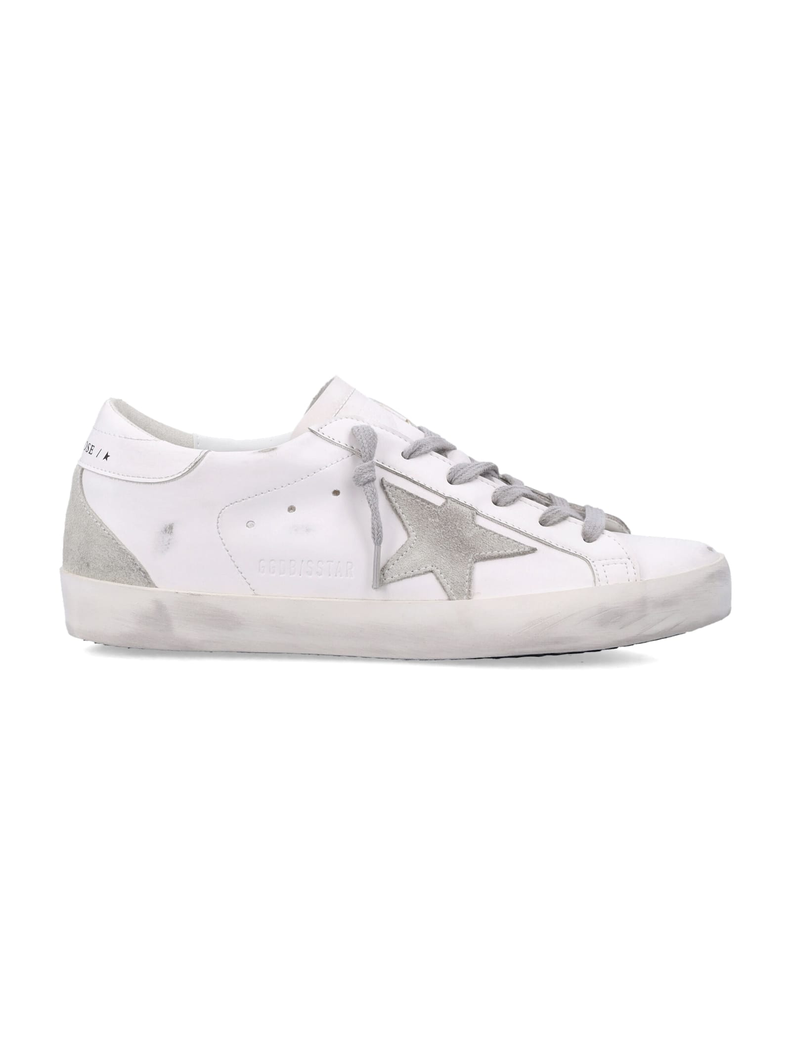 Golden Goose Super-star Bio White Womans Sneakers With Suede Star In White