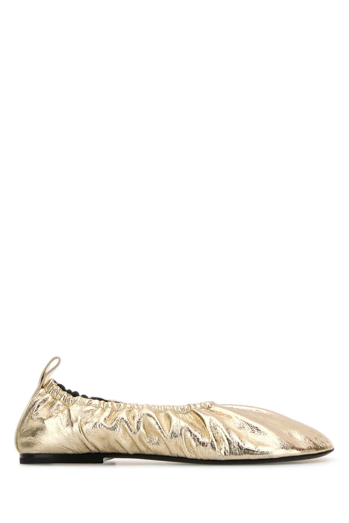 Shop Jil Sander Gold Leather Ballerinas In Platino