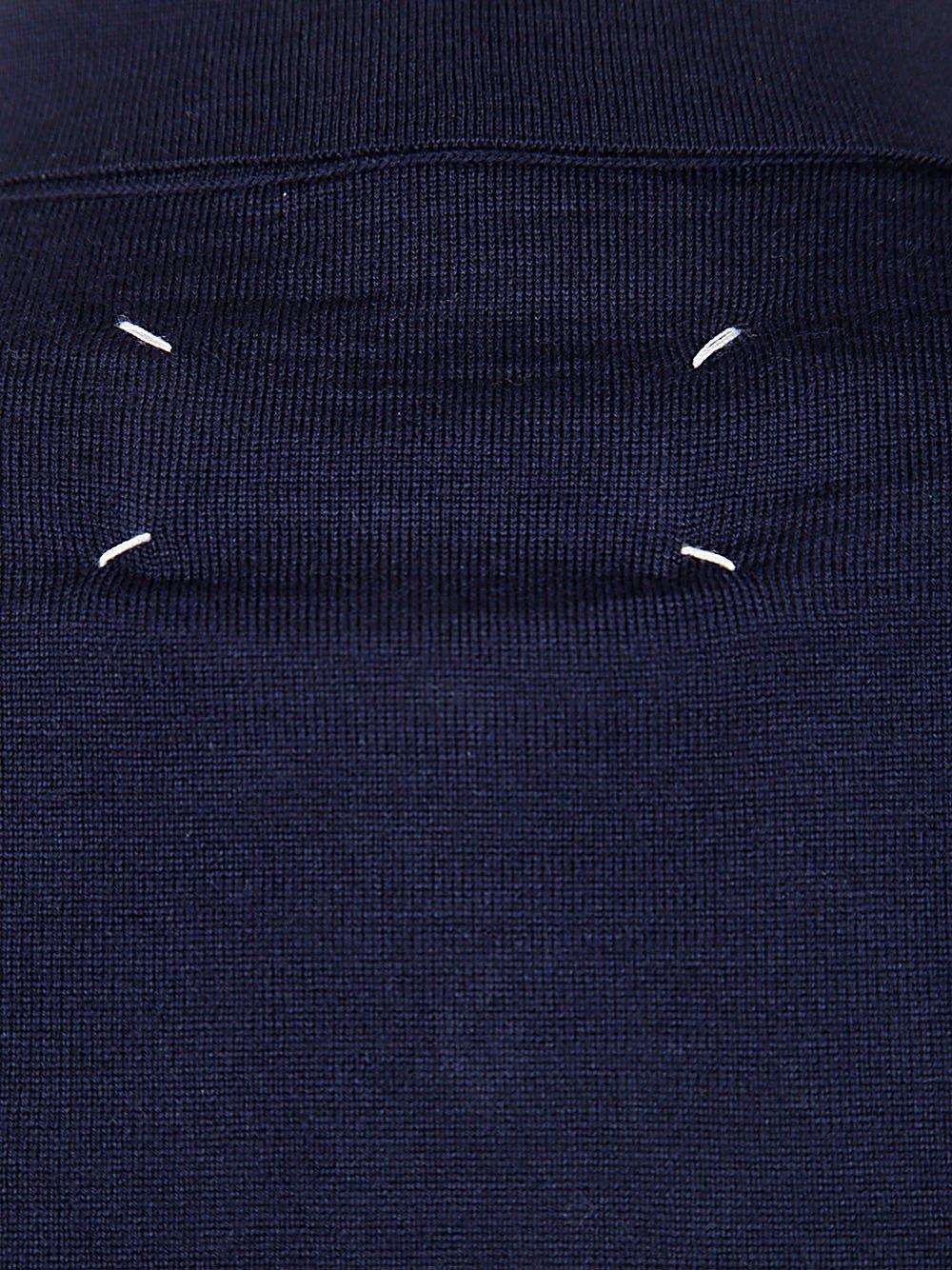 Shop Maison Margiela Long-sleeved Knitted Polo Shirt In Blu Navy