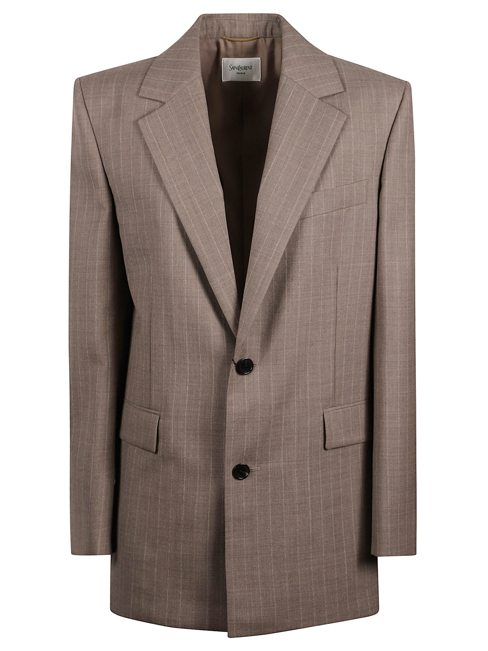 Saint Laurent Single-breasted Blazer In Brown