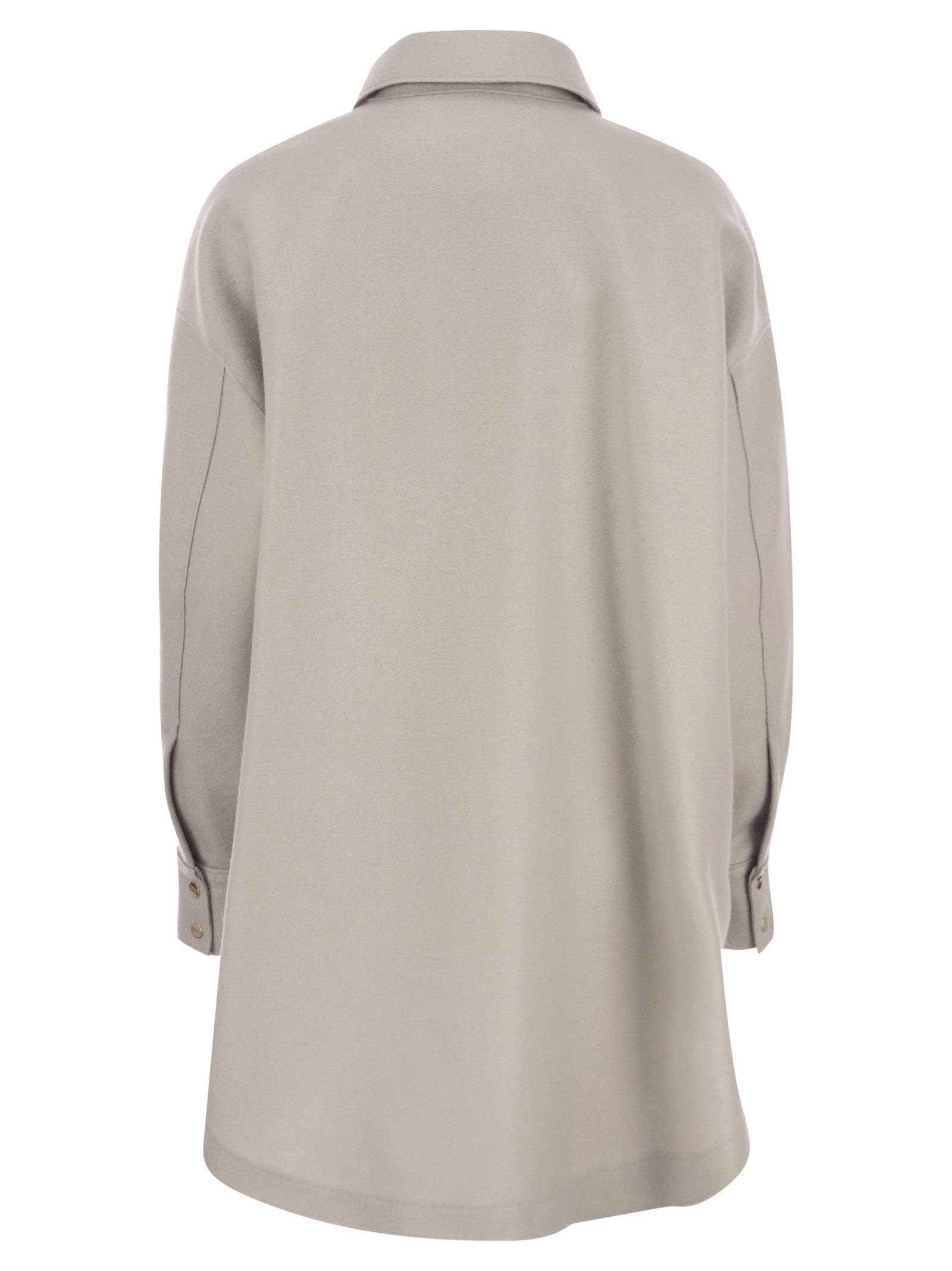 Herno Resort Shirt In Lightweight Boiled Wool In Ice