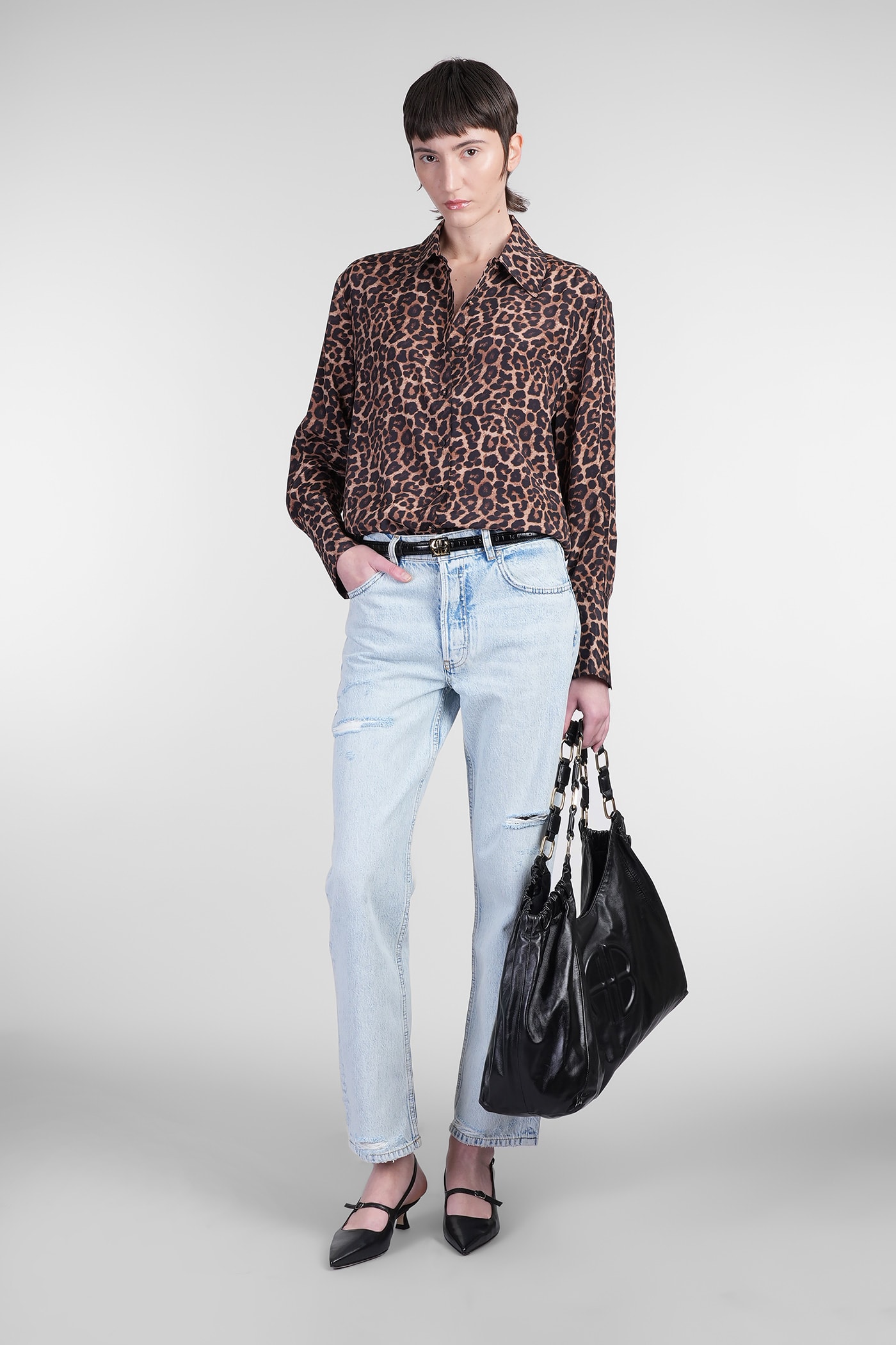 ANINE BING BRIDGET SHIRT IN ANIMALIER VISCOSE