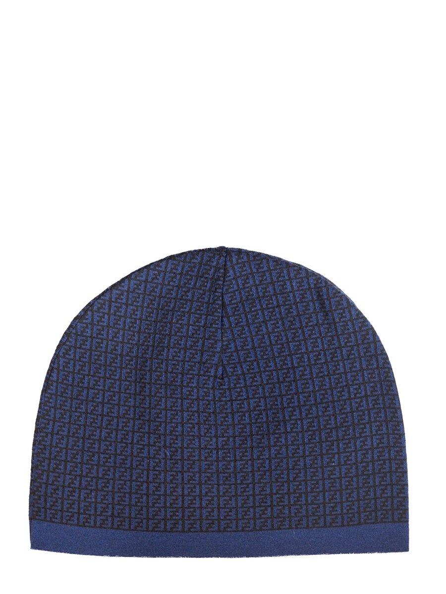 Shop Fendi Allover Ff Motif Beanie In Blue