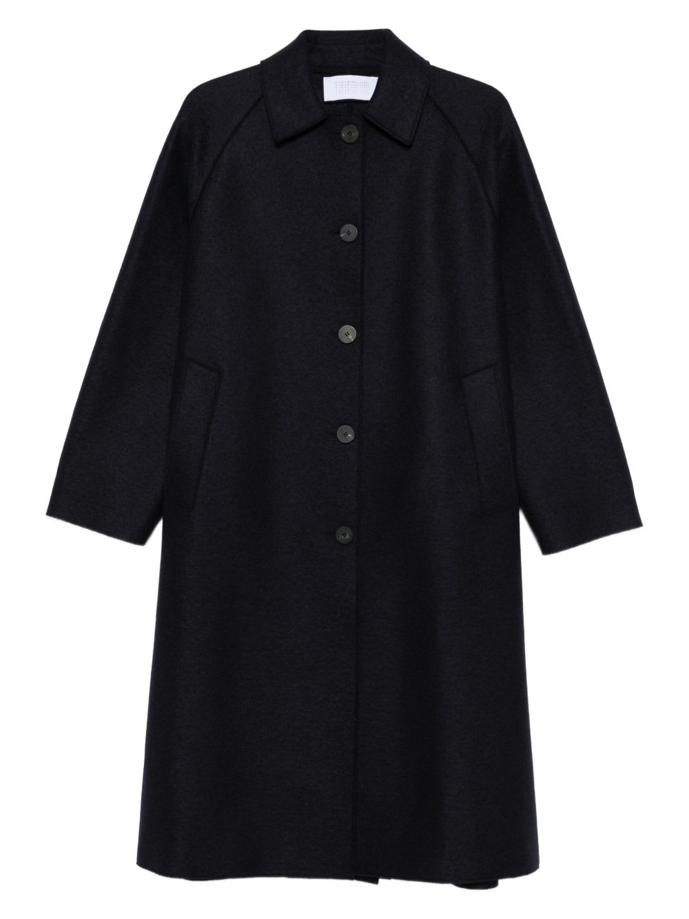 Harris Wharf London Wool Coat With Raglan Sleeves And Pockets In Black