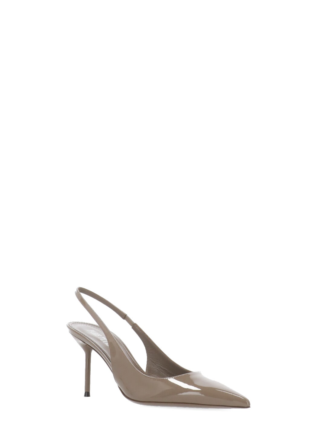 Paris Texas Pointed Arrow Toe Slingback In Glossy Patent Finish In Brown