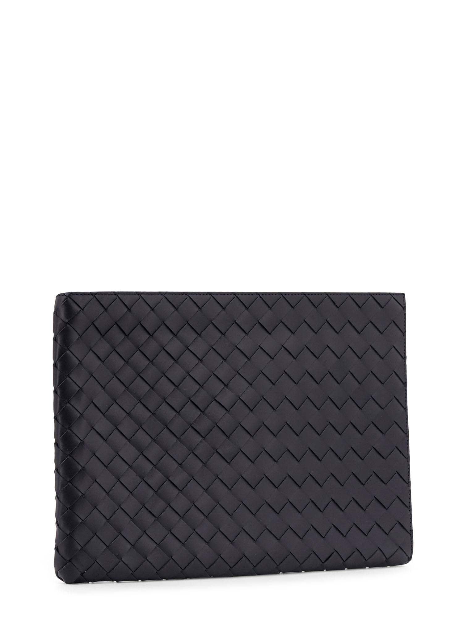 Bottega Veneta Woven Leather Pochette In Black