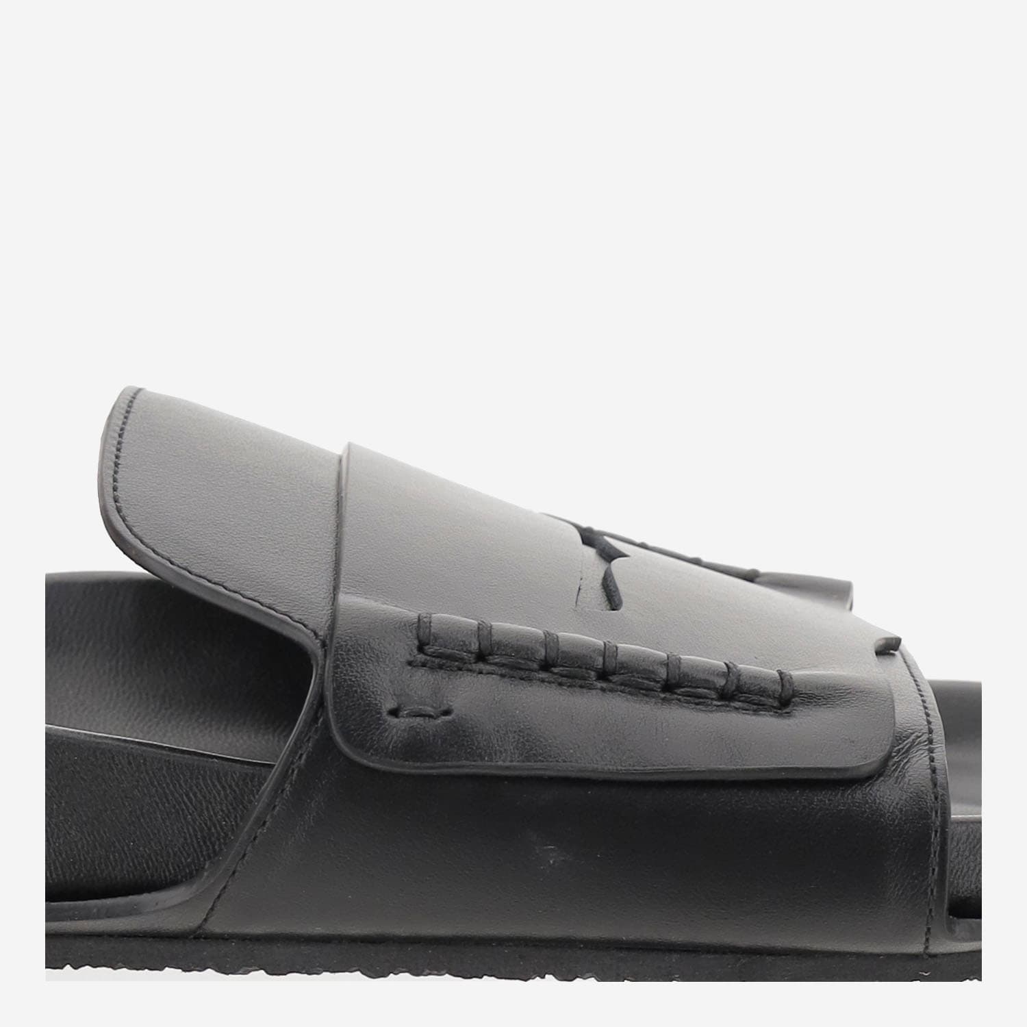 Jacquemus Leather Mocassin Sandal In Black