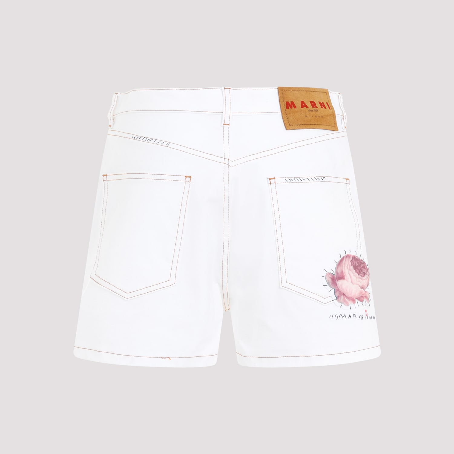 Shop Marni Short 5-pockets Trousers In Lily White