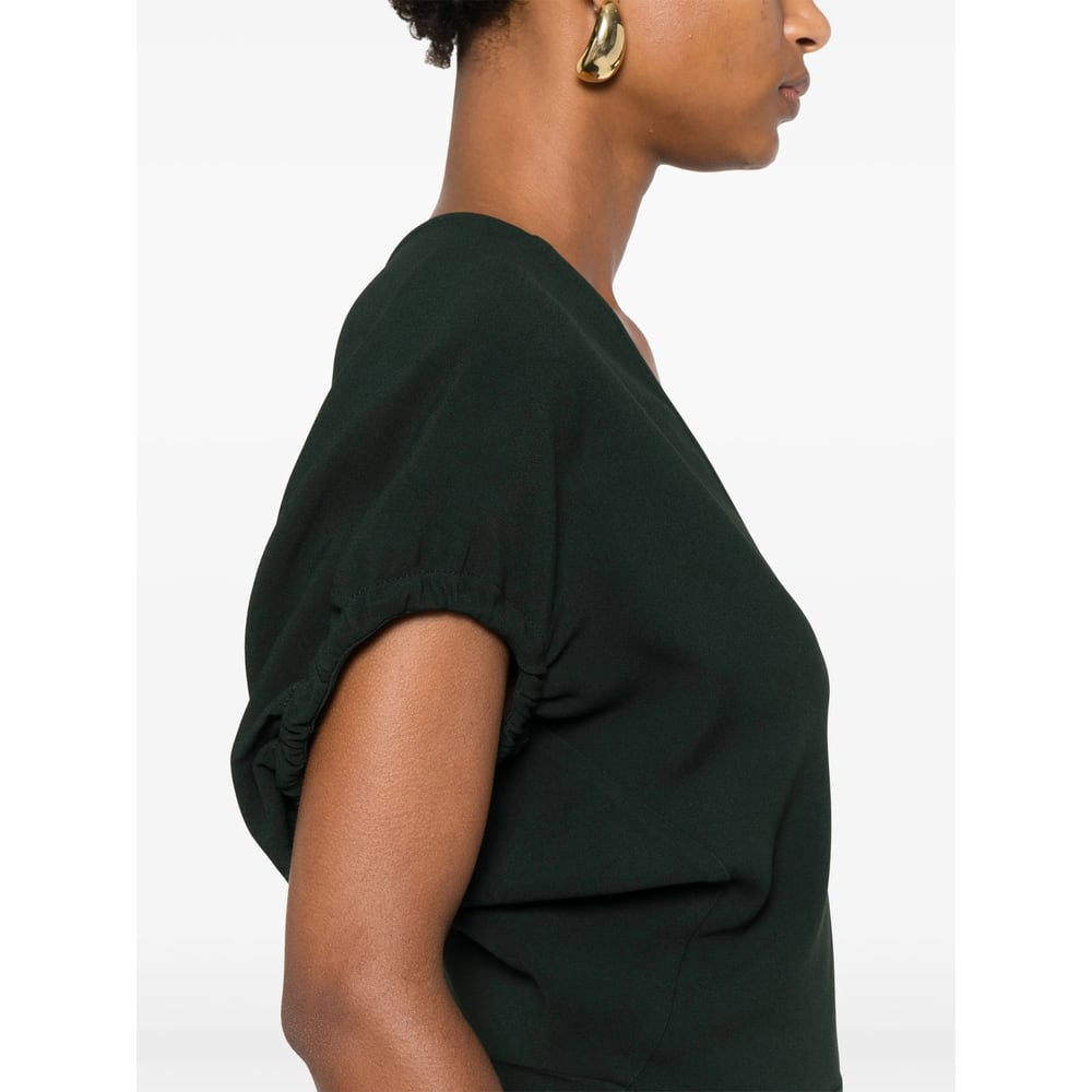 Victoria Beckham Dark Green Midi Dress In Satin In Green