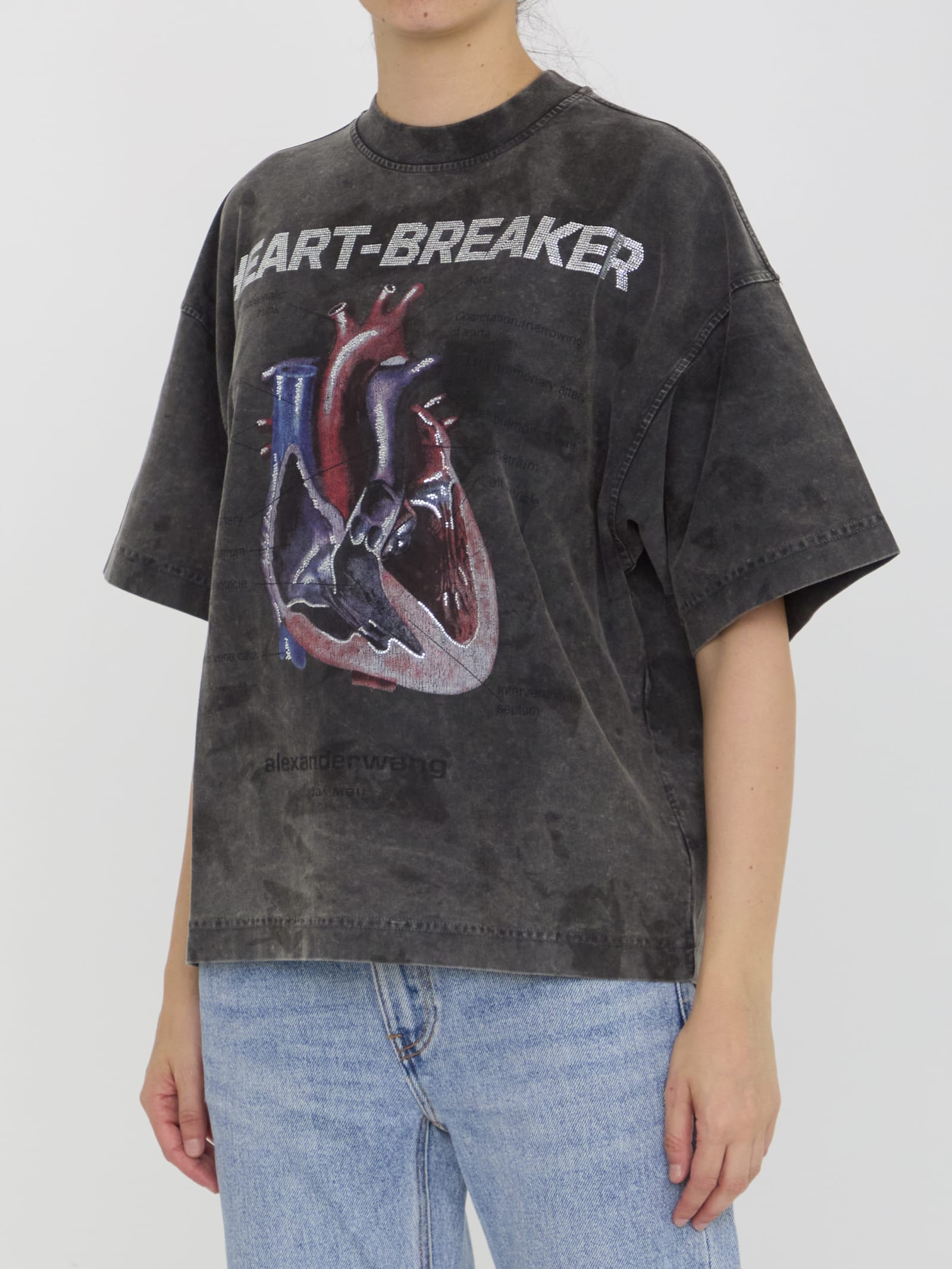 Shop Alexander Wang Heartbreaker T-shirt In Grey