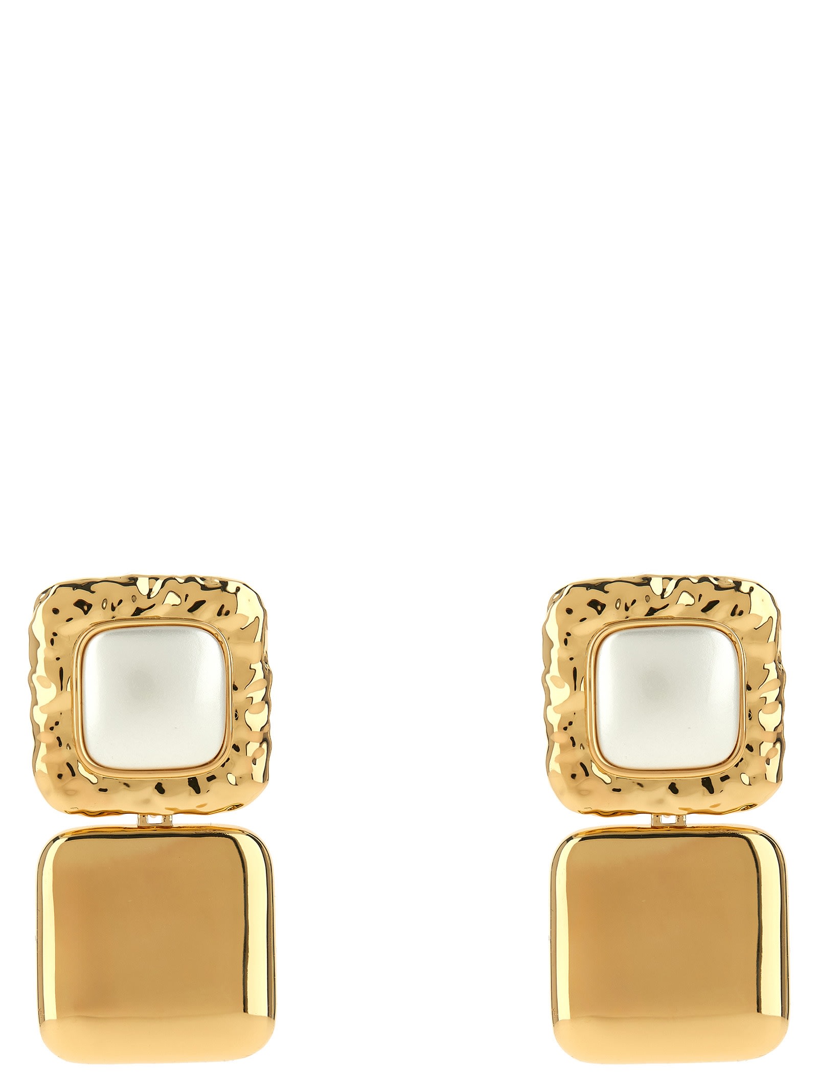 mottled Gold Pearl Tiered Earrings