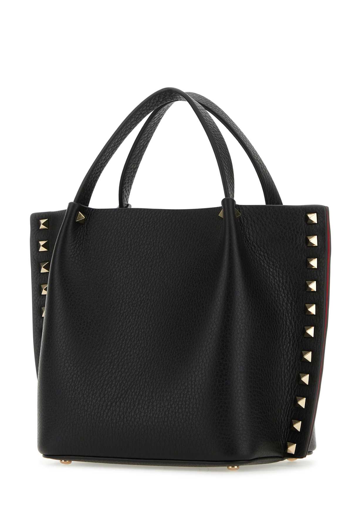 Valentino Garavani Black Leather Rockstud Handbag In Nero