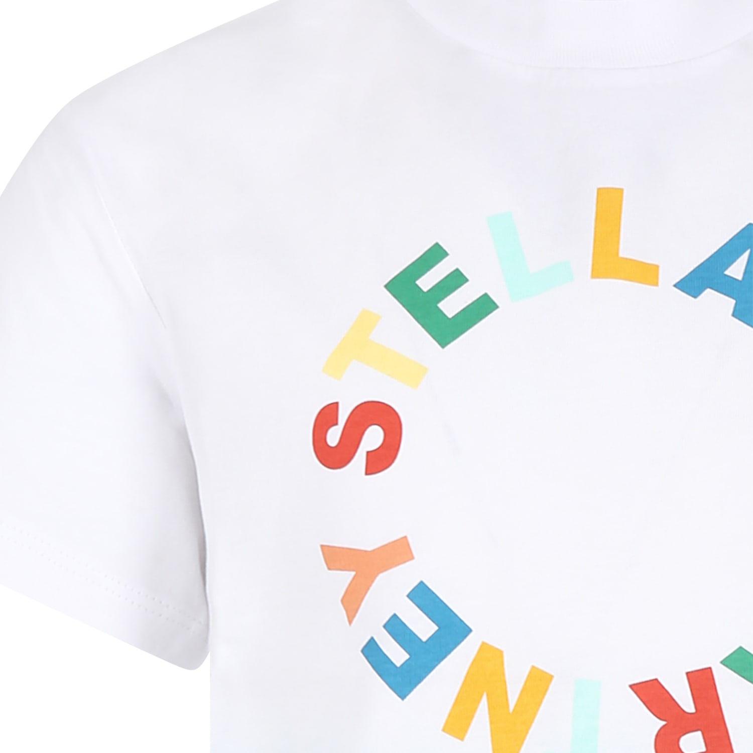 Stella Mccartney White T-shirt For Girl With Logo In Multicolor