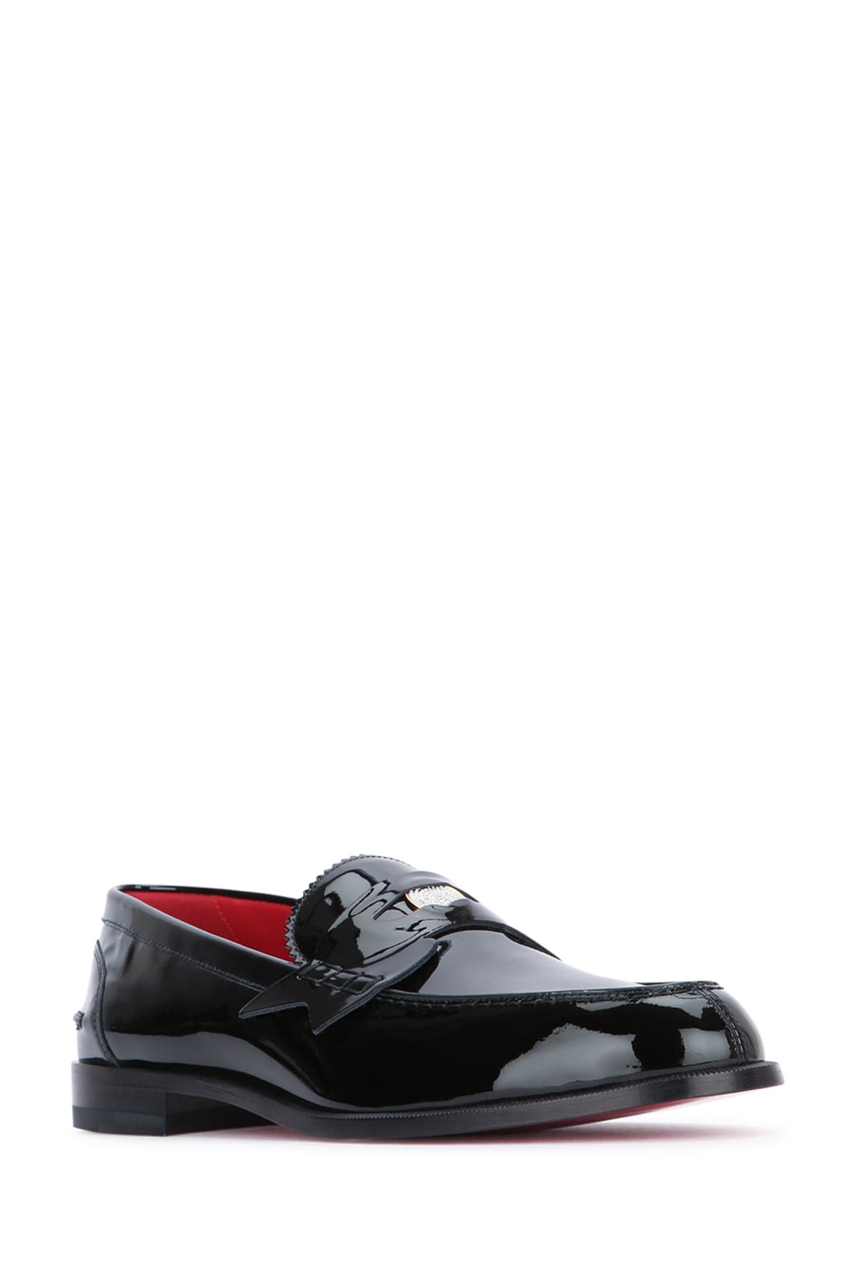 Christian Louboutin Penny Night Strass Loafers In Black/lin Loubi