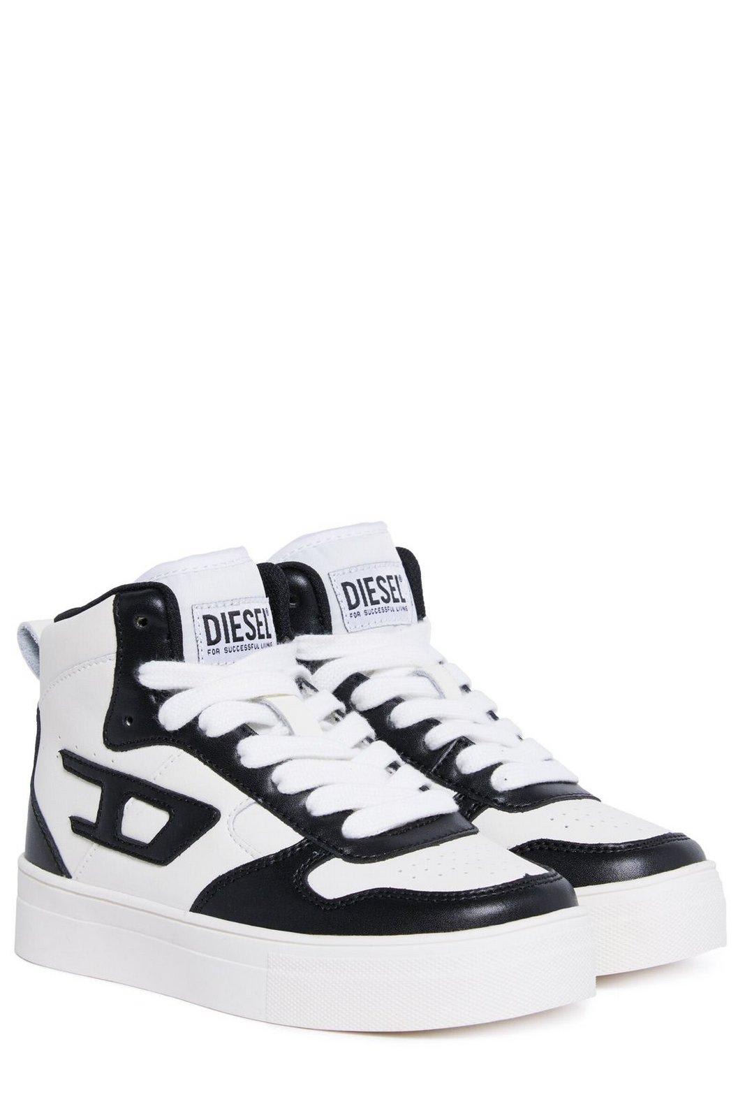 Shop Diesel Ukiyo 2.0 Mid-top Sneakers In Nero E Bianco