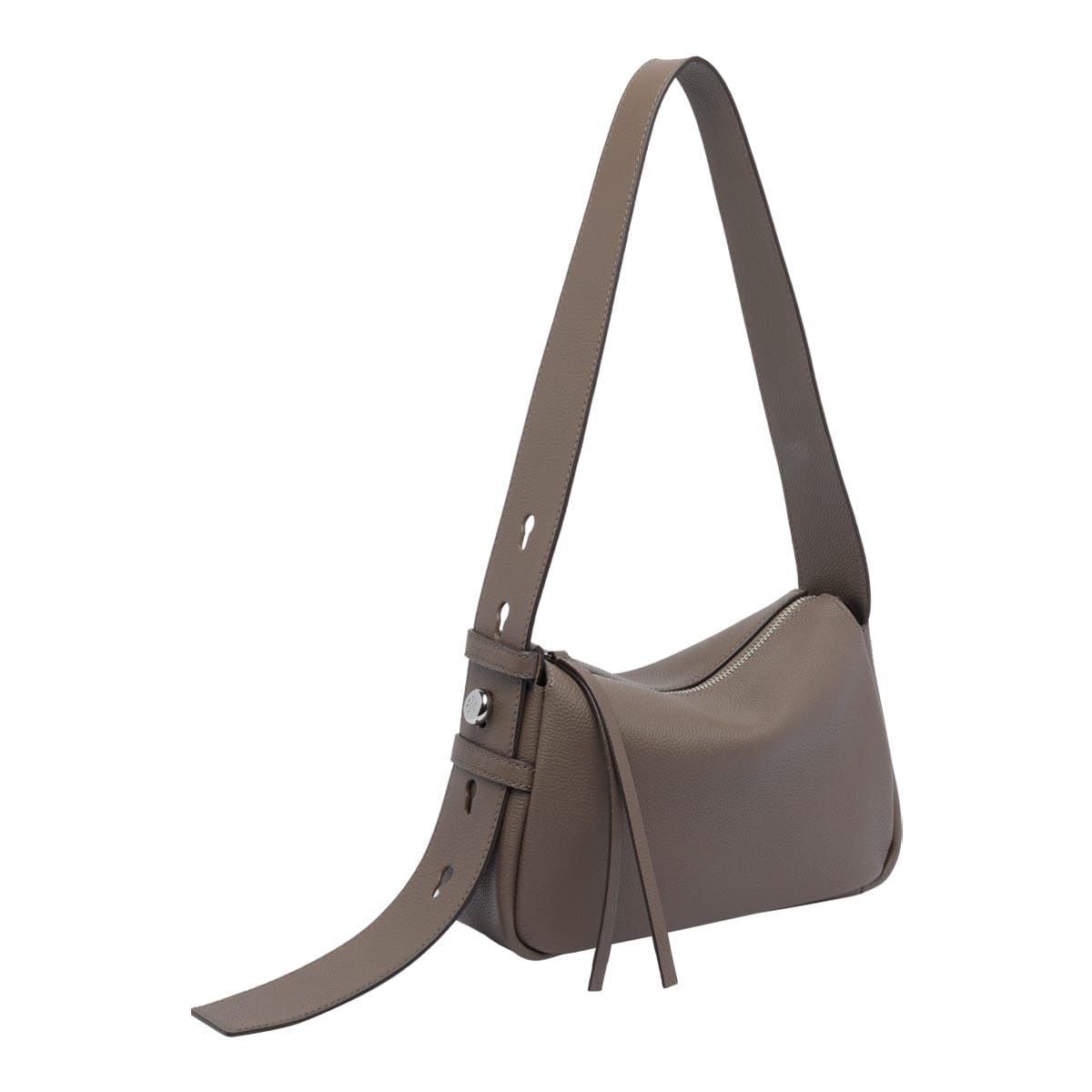 Tory Burch Romy Zip-fastening Leather Shoulder Bag In Neutral