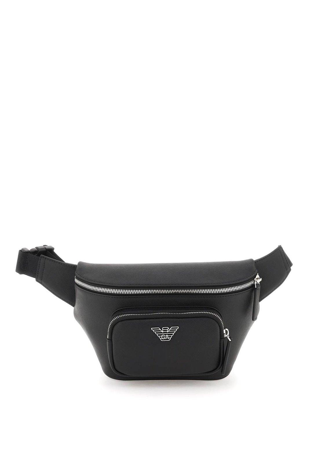 Shop Emporio Armani Logo Plaque Belt Bag In Black