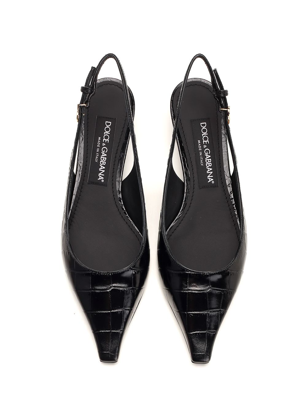 Shop Dolce & Gabbana Sling Back Black In St.cocco Lucido+vernice