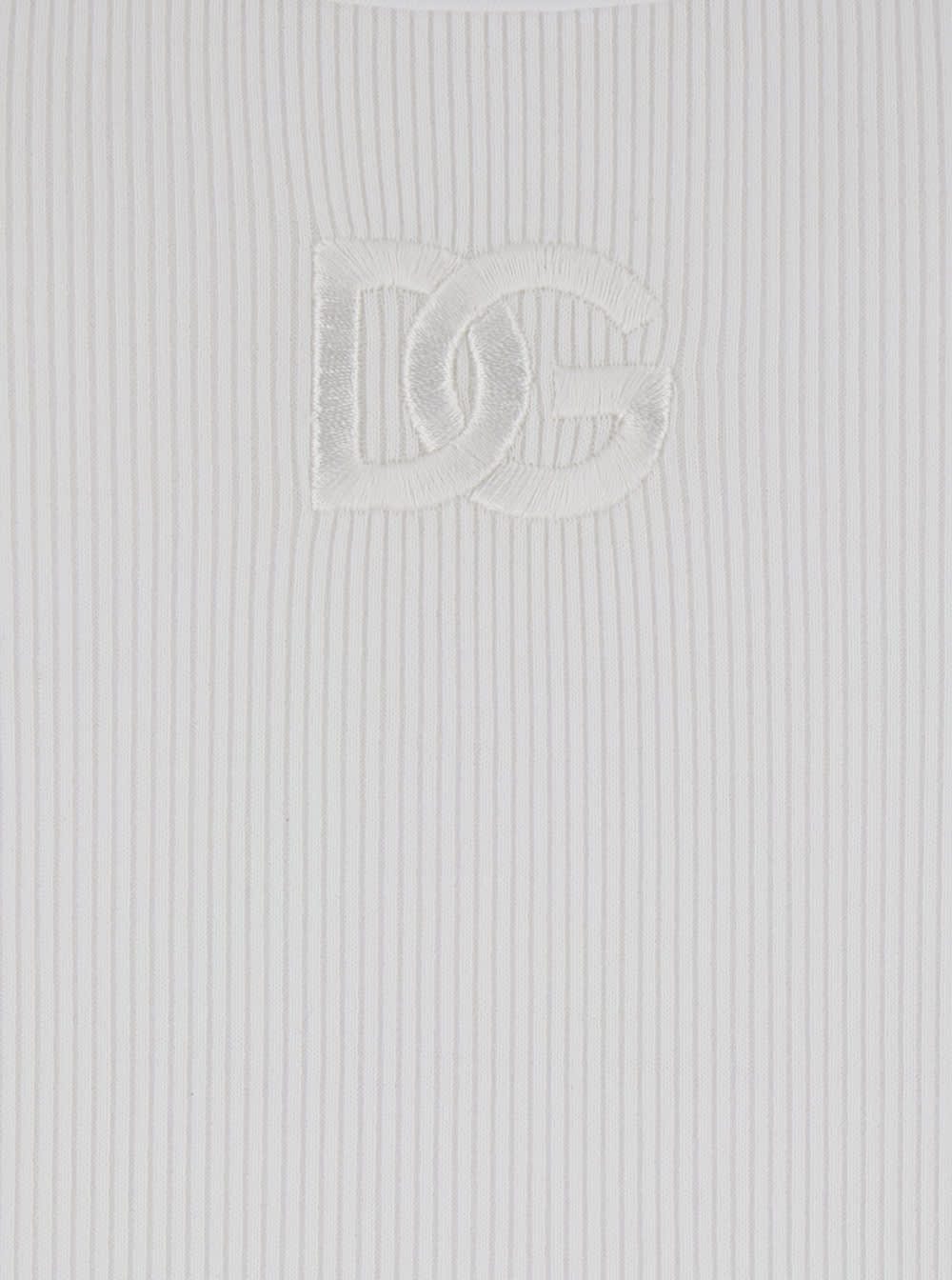 Dolce & Gabbana White Sleeveless Top With Logo Embroidery On The Front And Ribbed Knit In Cotton Man In Gray