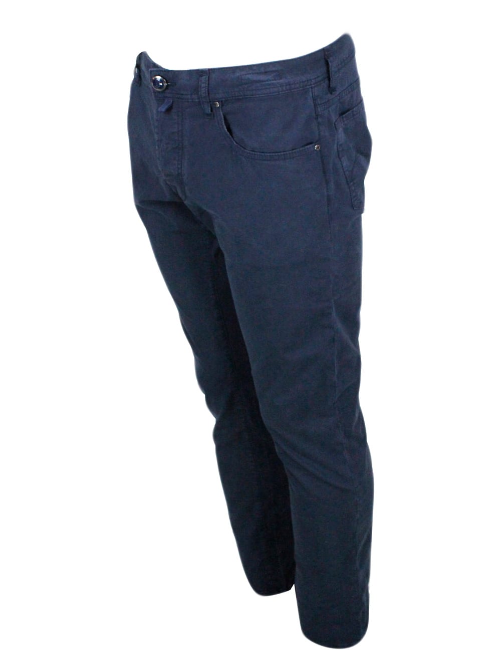 Shop Jacob Cohen Bard J688 Luxury Edition Trousers In Soft Stretch Cotton With 5 Pockets With Closure Buttons And Lac In Blu