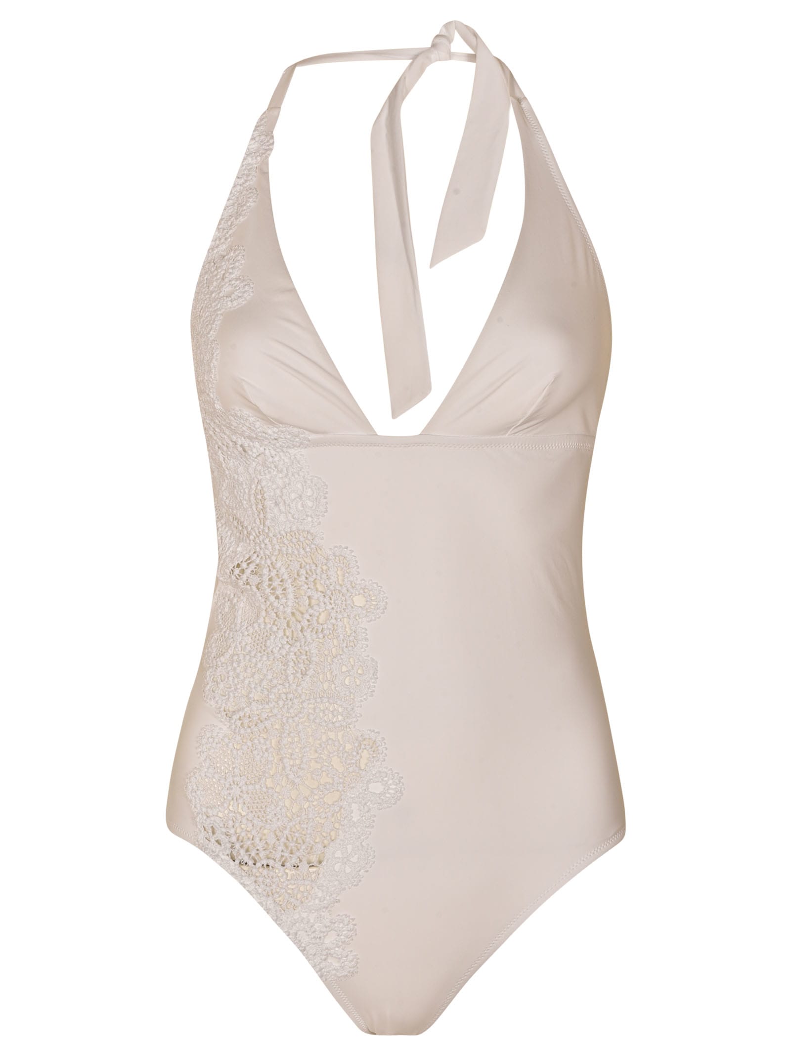 Ermanno Scervino Floral Perforated Swimsuit In White