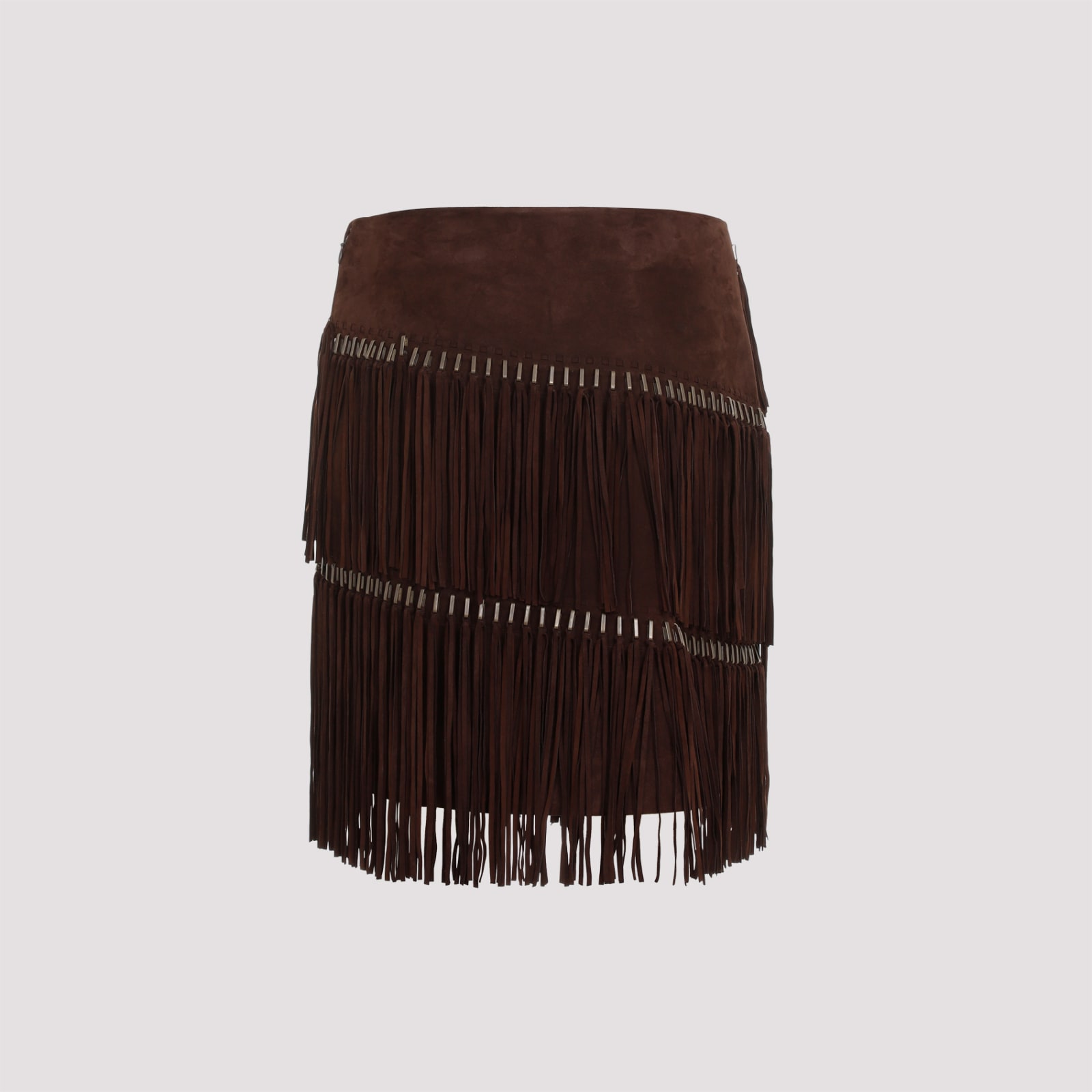 Shop Ralph Lauren Suede Skirt In Mocha