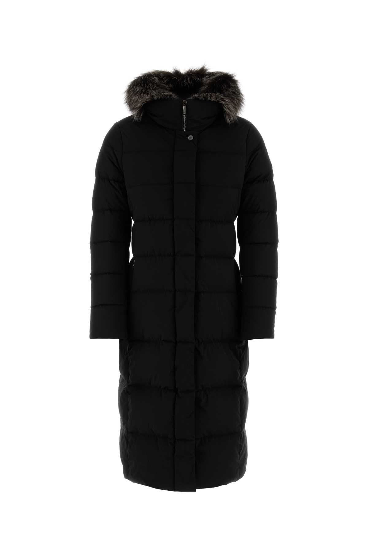 Moorer Padded Quilted Jacket Removable Hood In Black