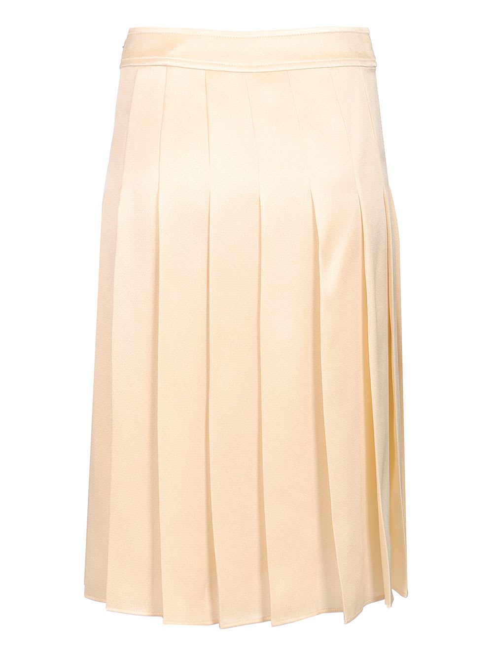 Shop Burberry Ivory Silk Pleated Skirt In Beige