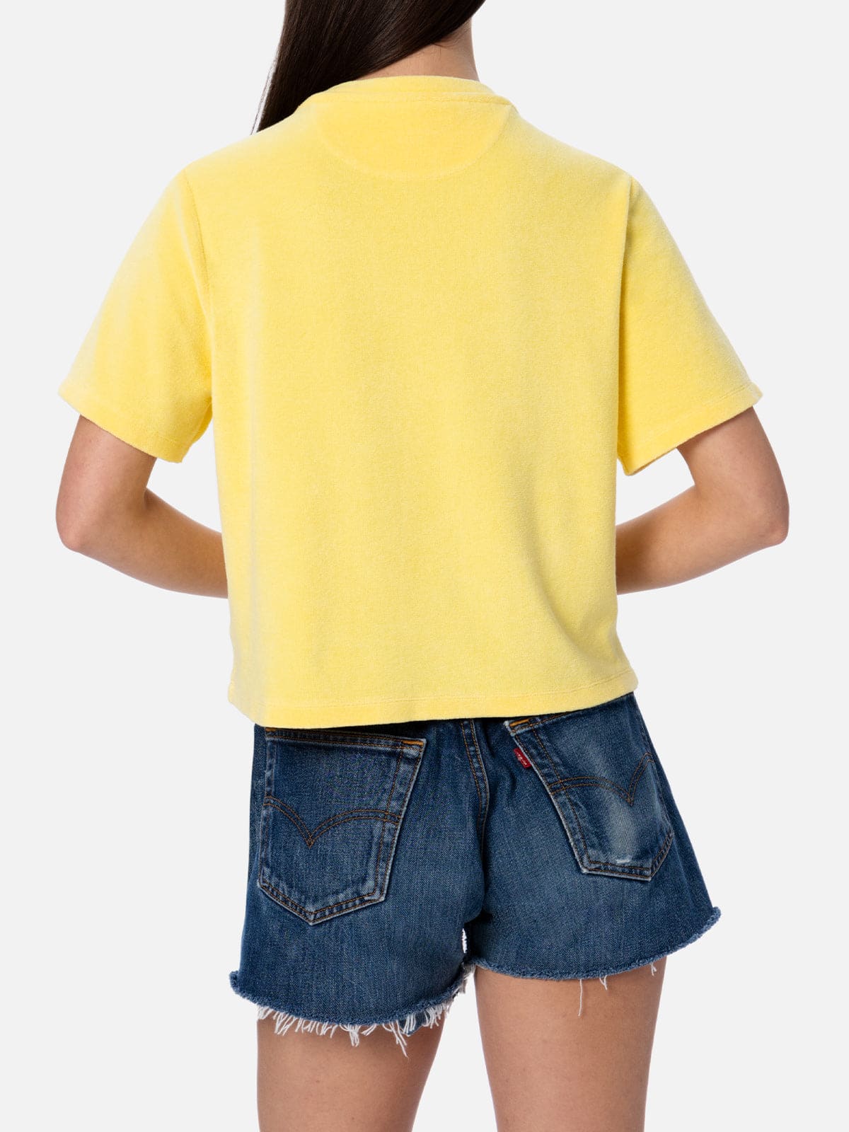 Mc2 Saint Barth Woman Pale Yellow Terry Cotton Crewneck T-shirt Emilie In Yellow