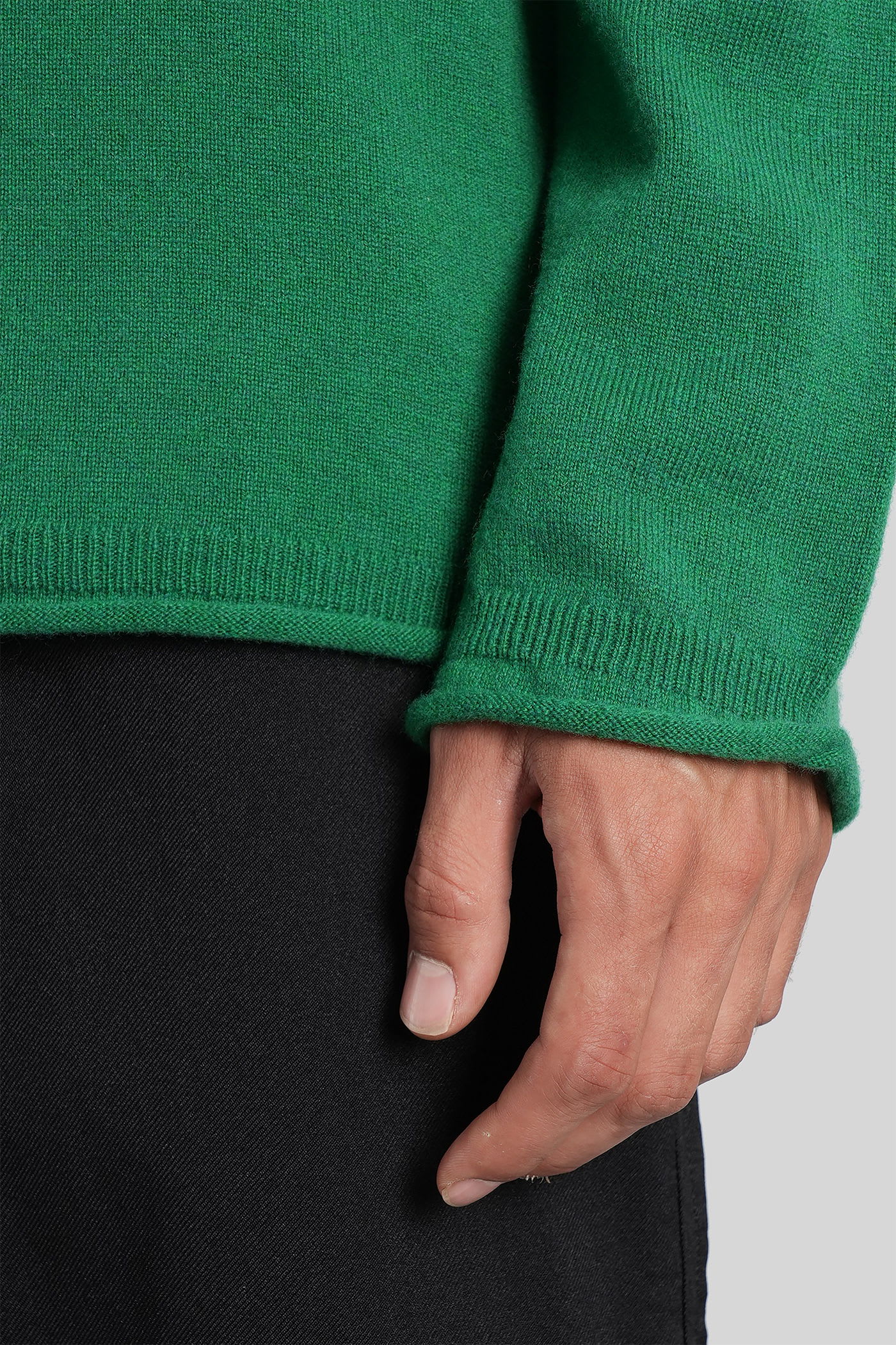 Comme Des Garçons Shirt Round Neckline Sweater In Wool In Green