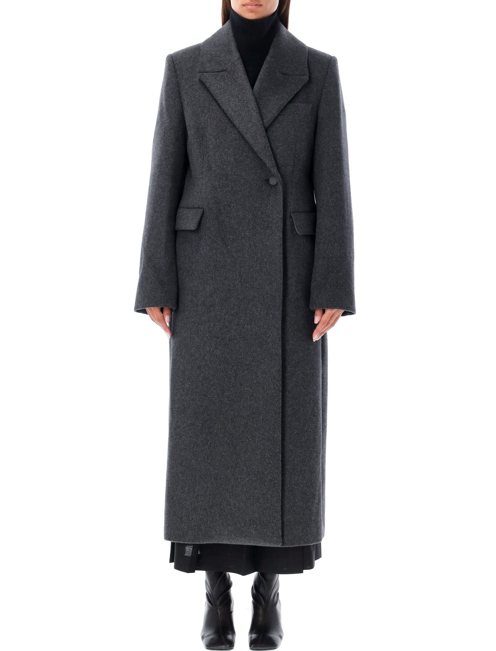 Shop Rohe Fitted Textured Coat In Antrhacite Mealnge