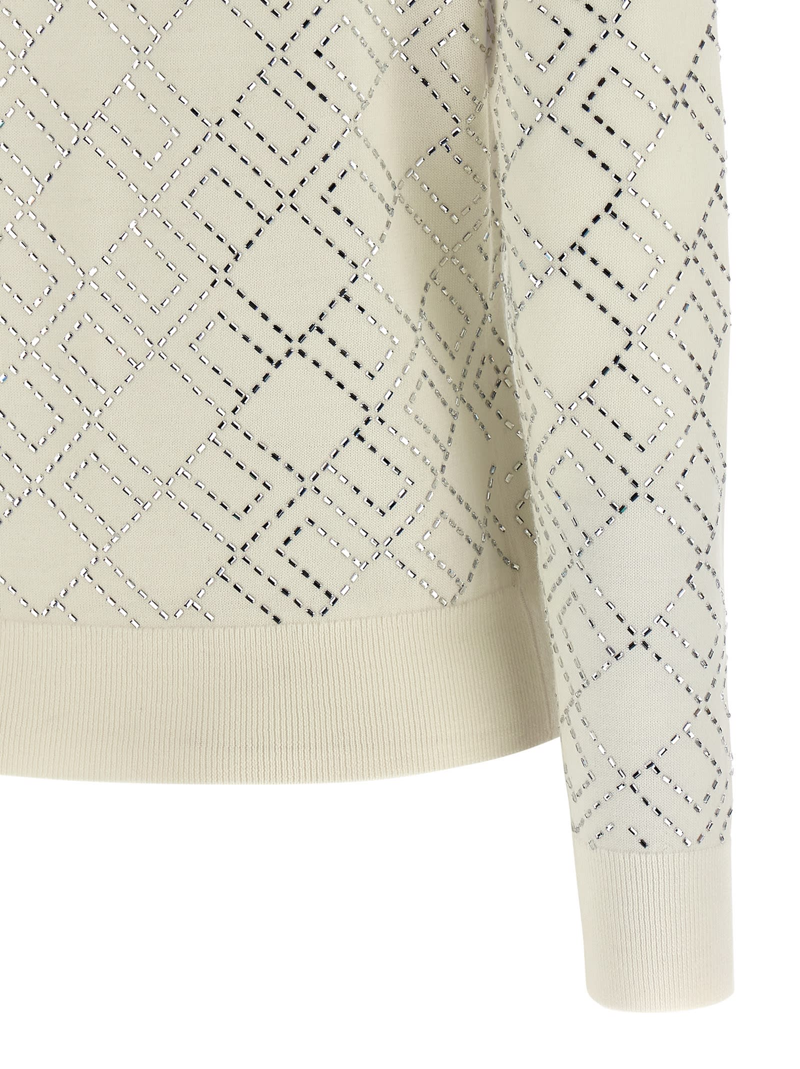 Elisabetta Franchi Crystal Cardigan Sweaters And Cardigans White In Neutral