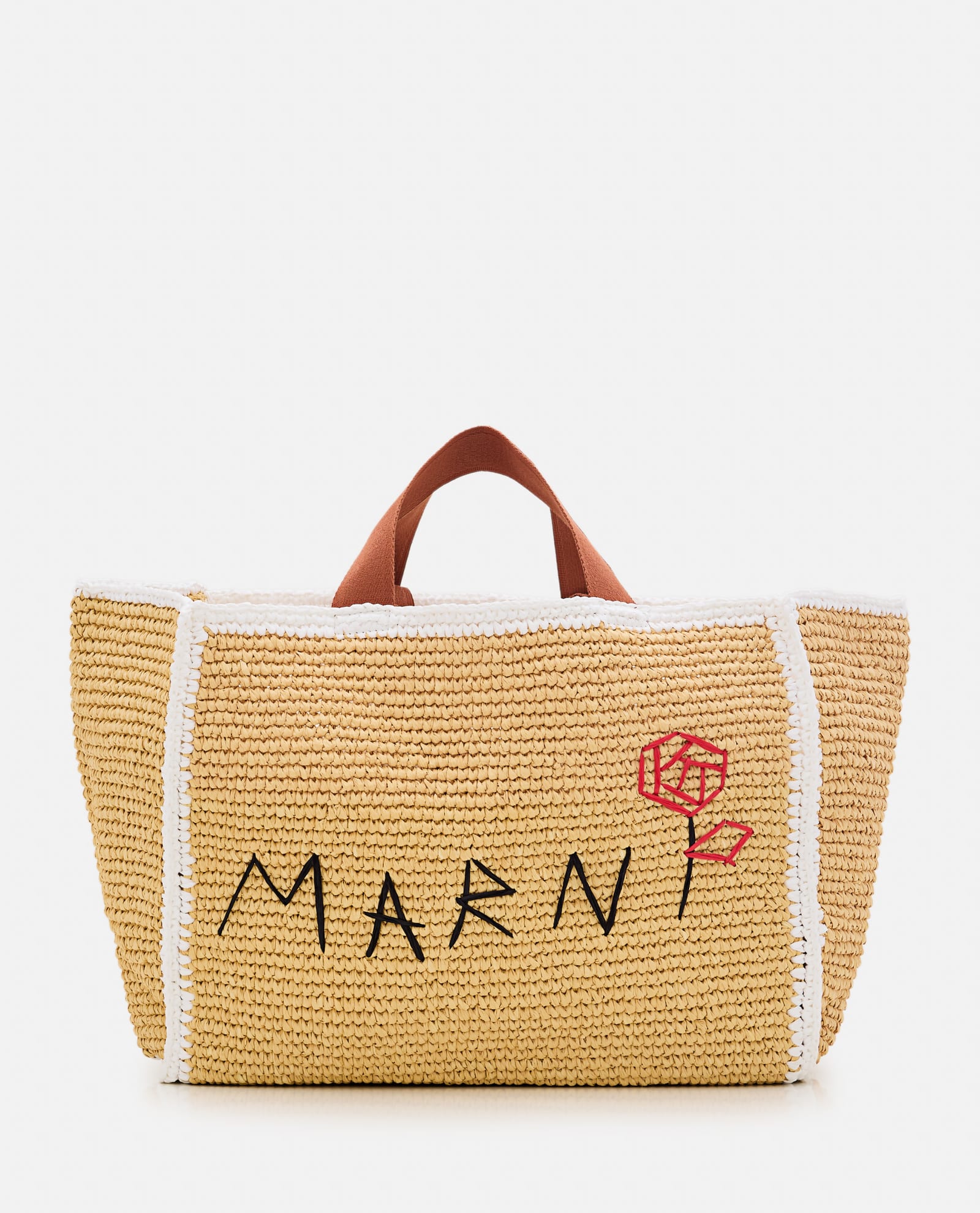 Shop Marni Tote Sillo Medium Handbag In Beige