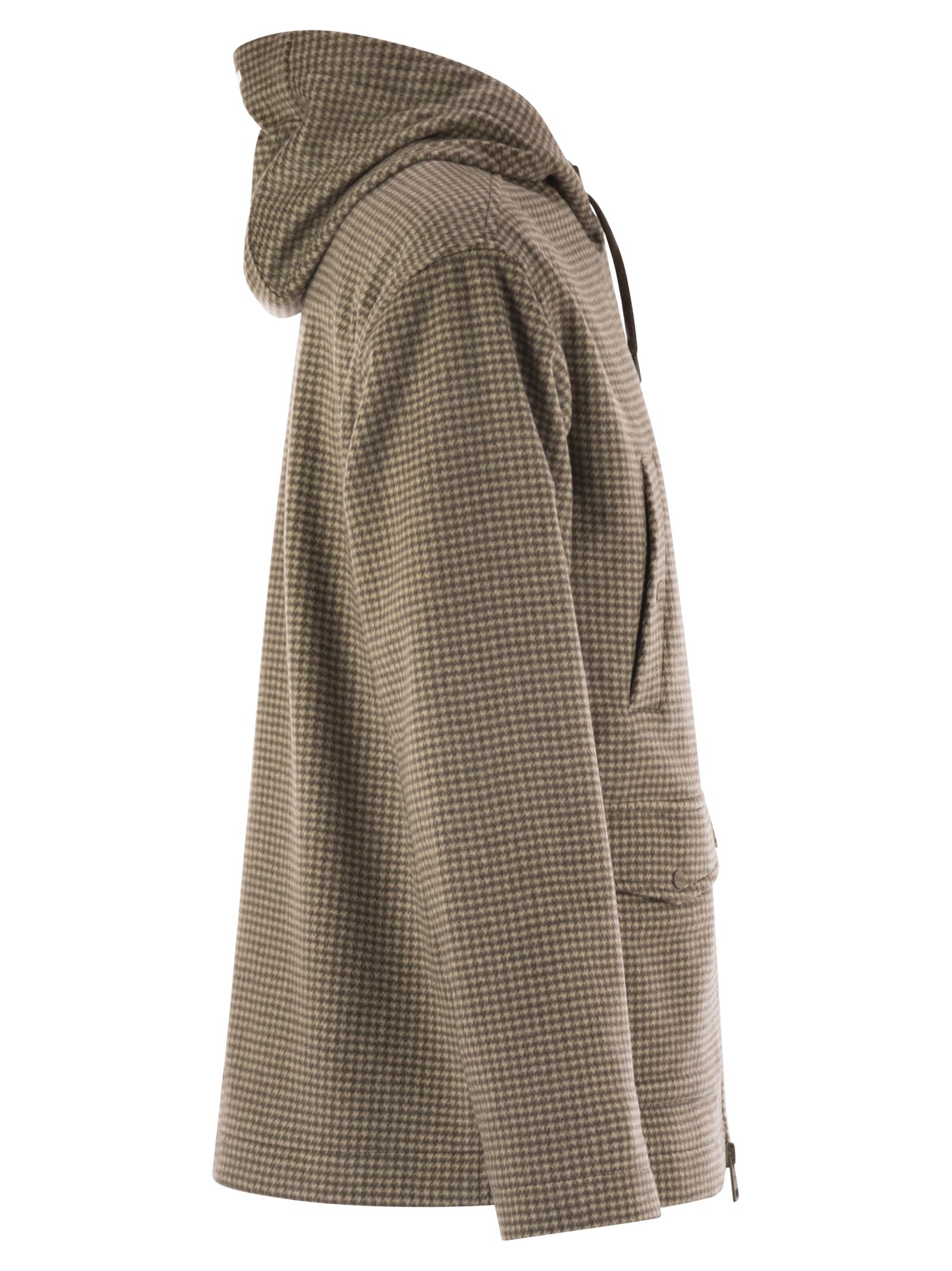 Herno Field Jacket Resort In Cashmere Pied De Poule In Brown