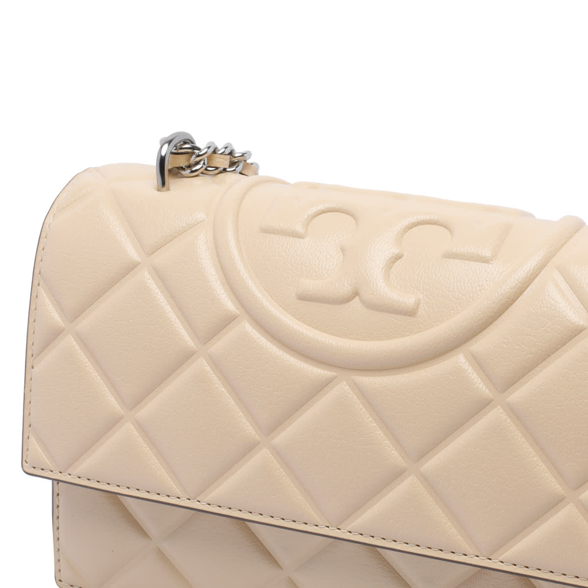 Tory Burch Small Fleming Shoulder Bag In Vanilla