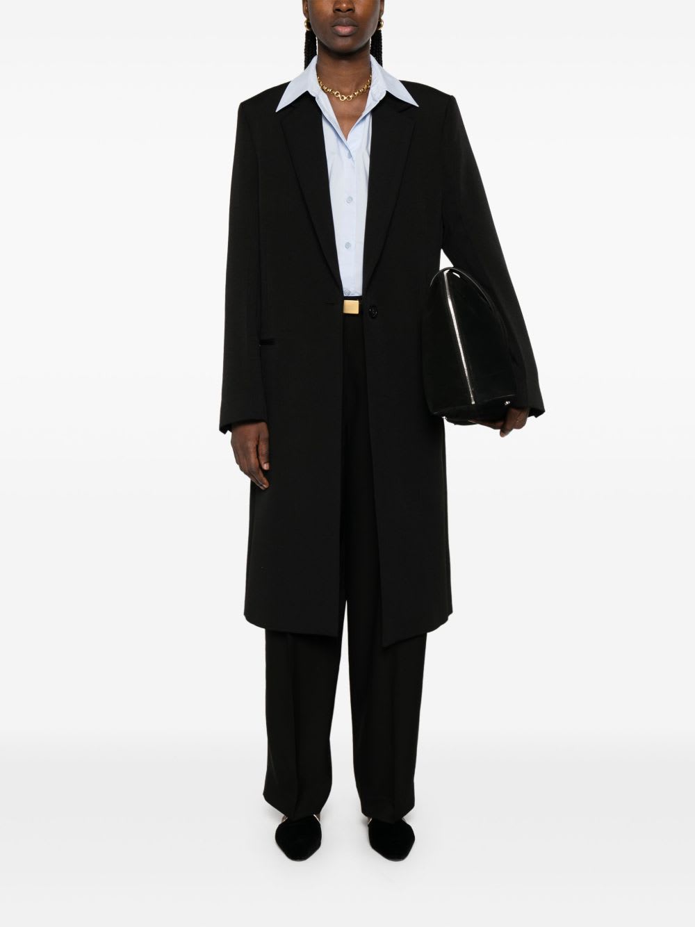 Totême Tailored Single-breasted Coat With Notched Lapels In Black