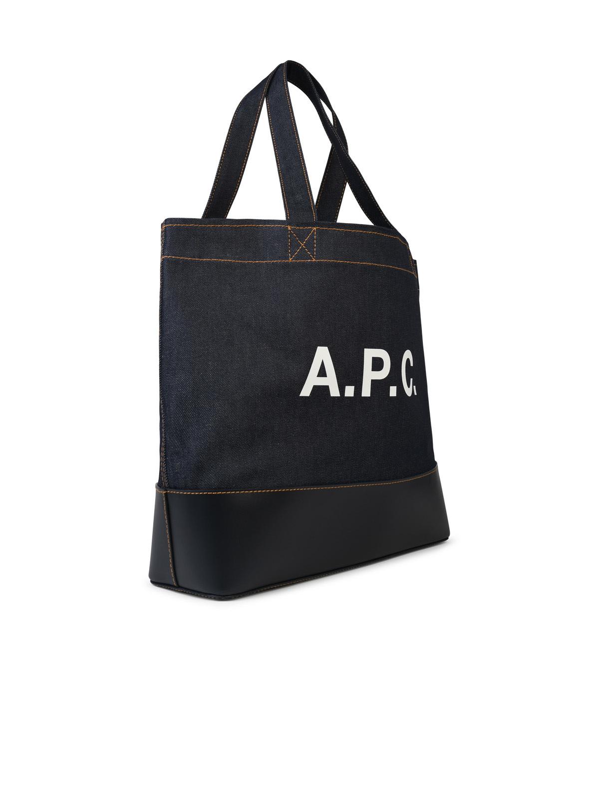 Shop Apc Large Shopping Axel Navy Denim Bag