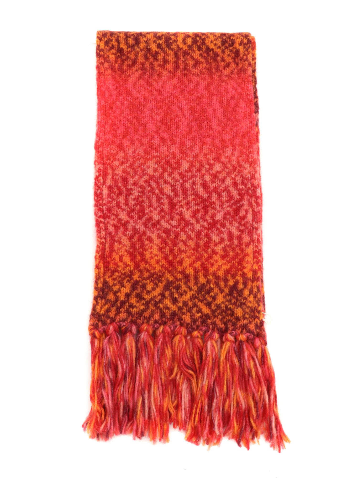 Kangra Cashmere Printed Effect Fringed Scarf In Red
