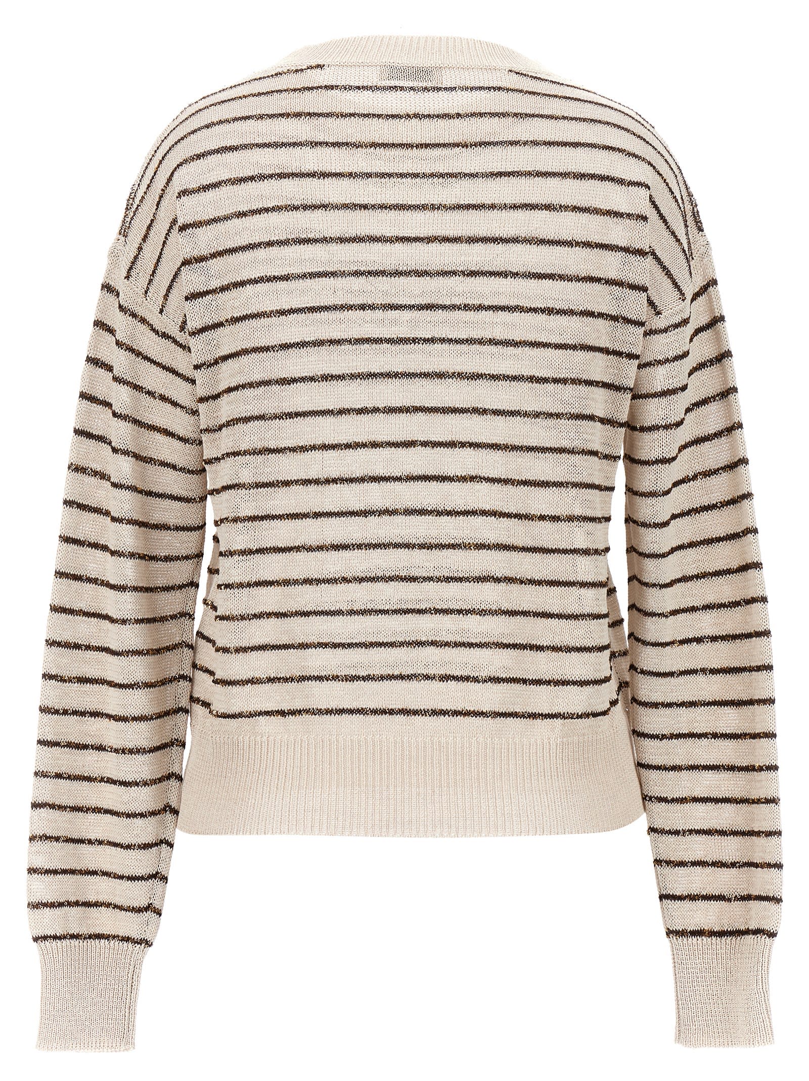 Shop Brunello Cucinelli Striped Sweater In Beige
