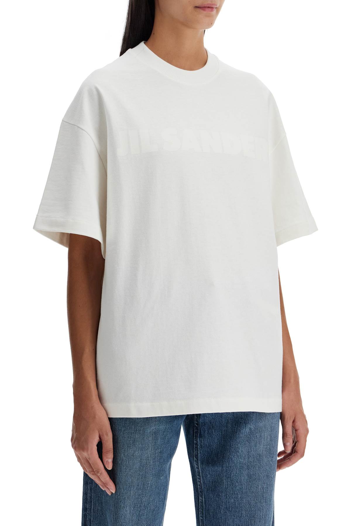 Shop Jil Sander Oversized T-shirt With In Porcelain (white)