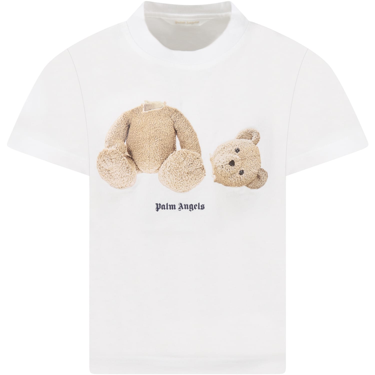 Palm Angels White T-shirt For Rboy With Bear