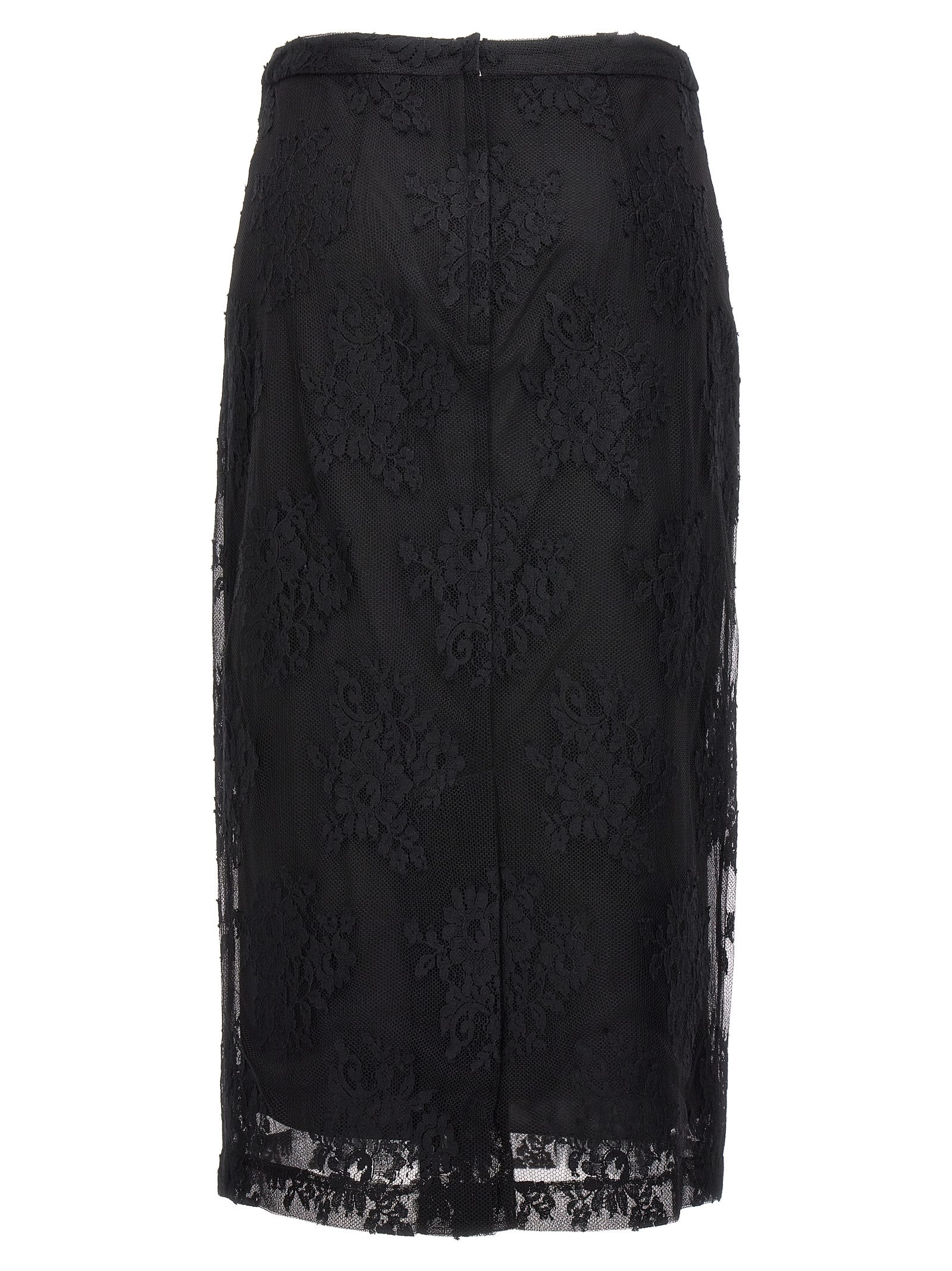 Shop Dolce & Gabbana Lace Sheath Skirt In Black