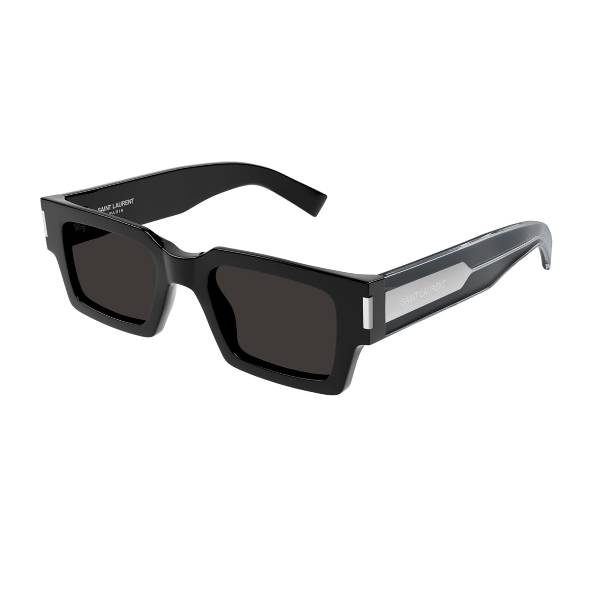Saint Laurent Sl 572 Linea Corner Angle 001 Black Crystal Grey Sunglasses In Black