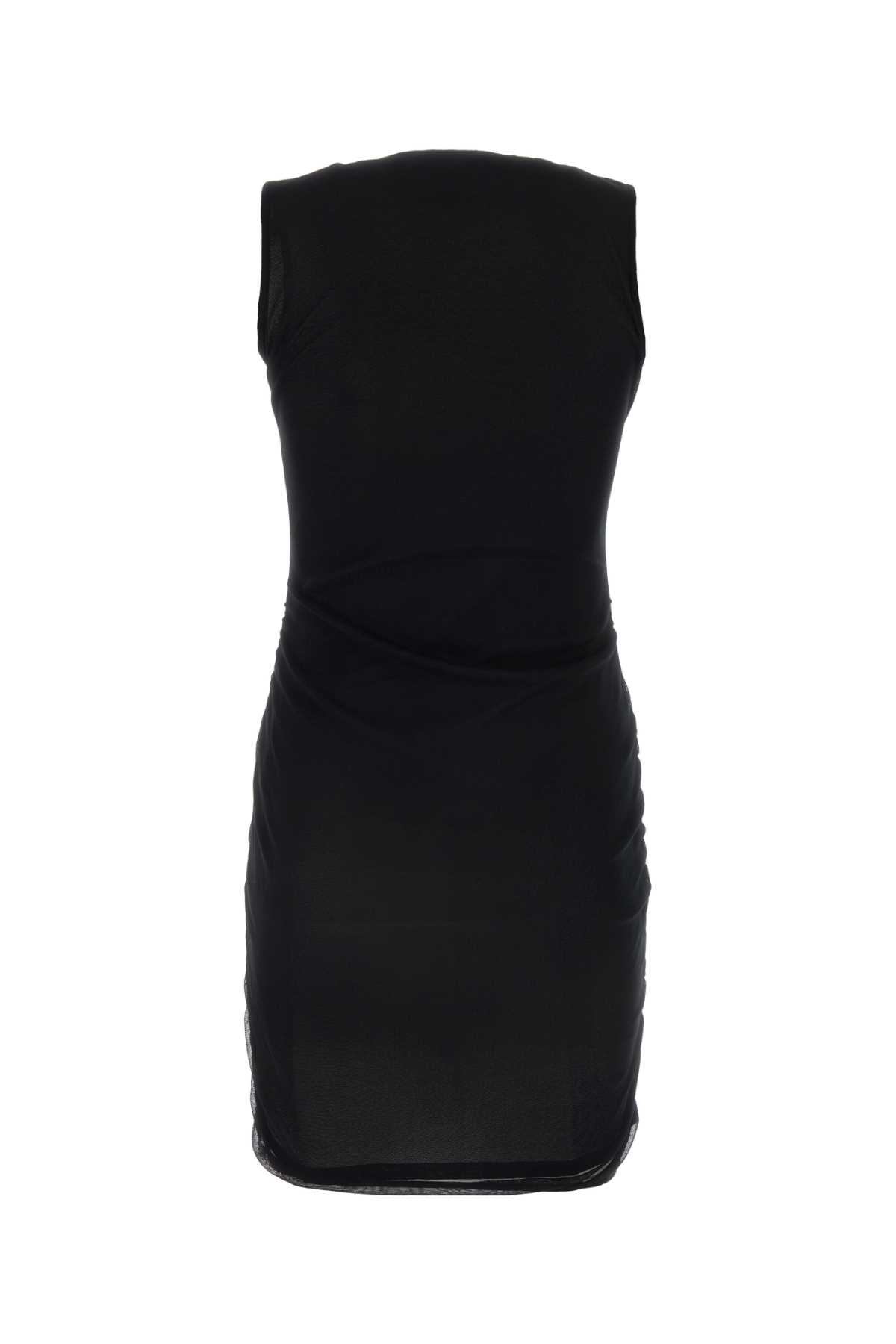 Shop Saint Laurent Black Tulle Mini Dress In Noir